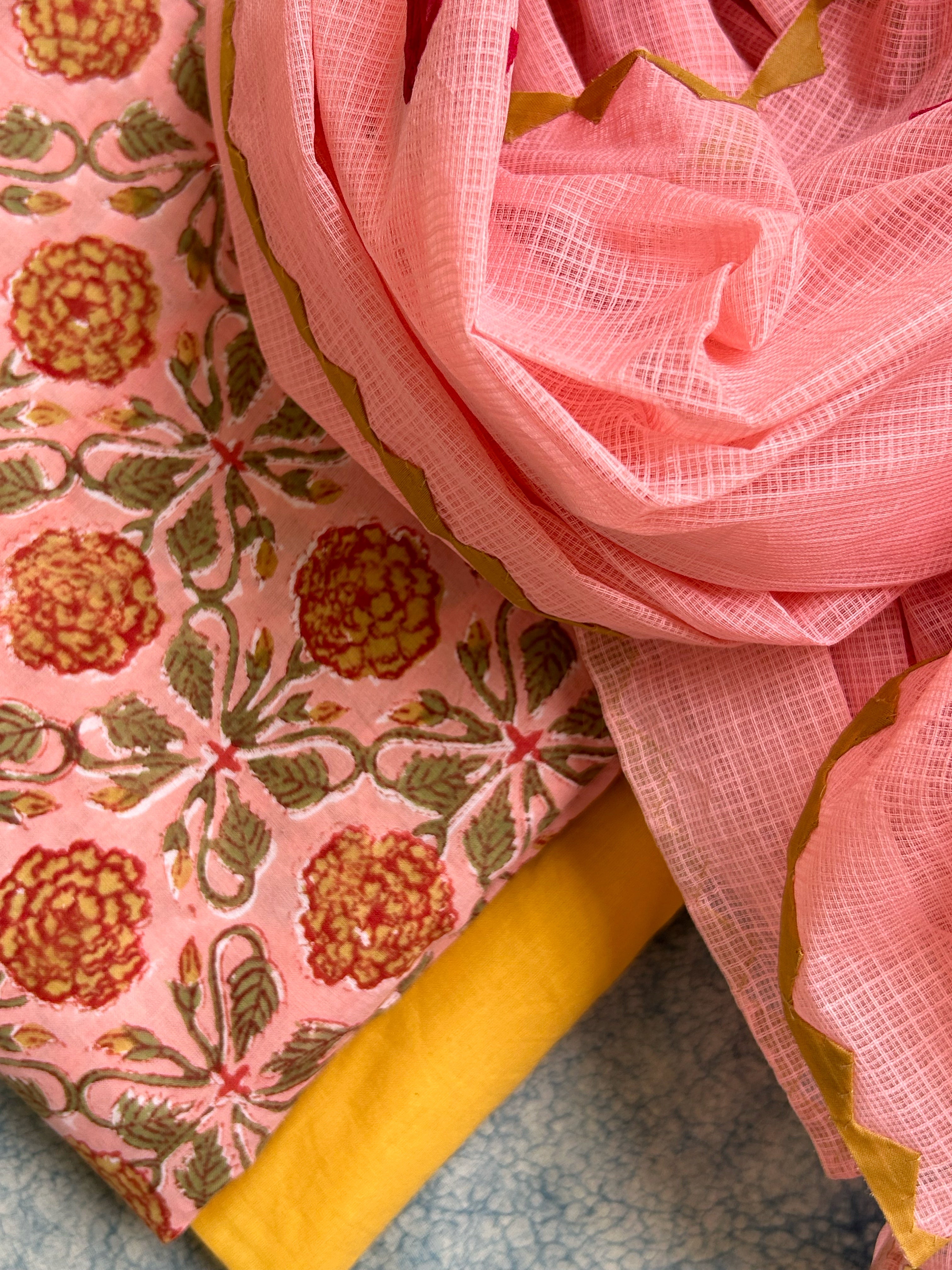 Handblock Handdone Applique Cotton Kota Suit