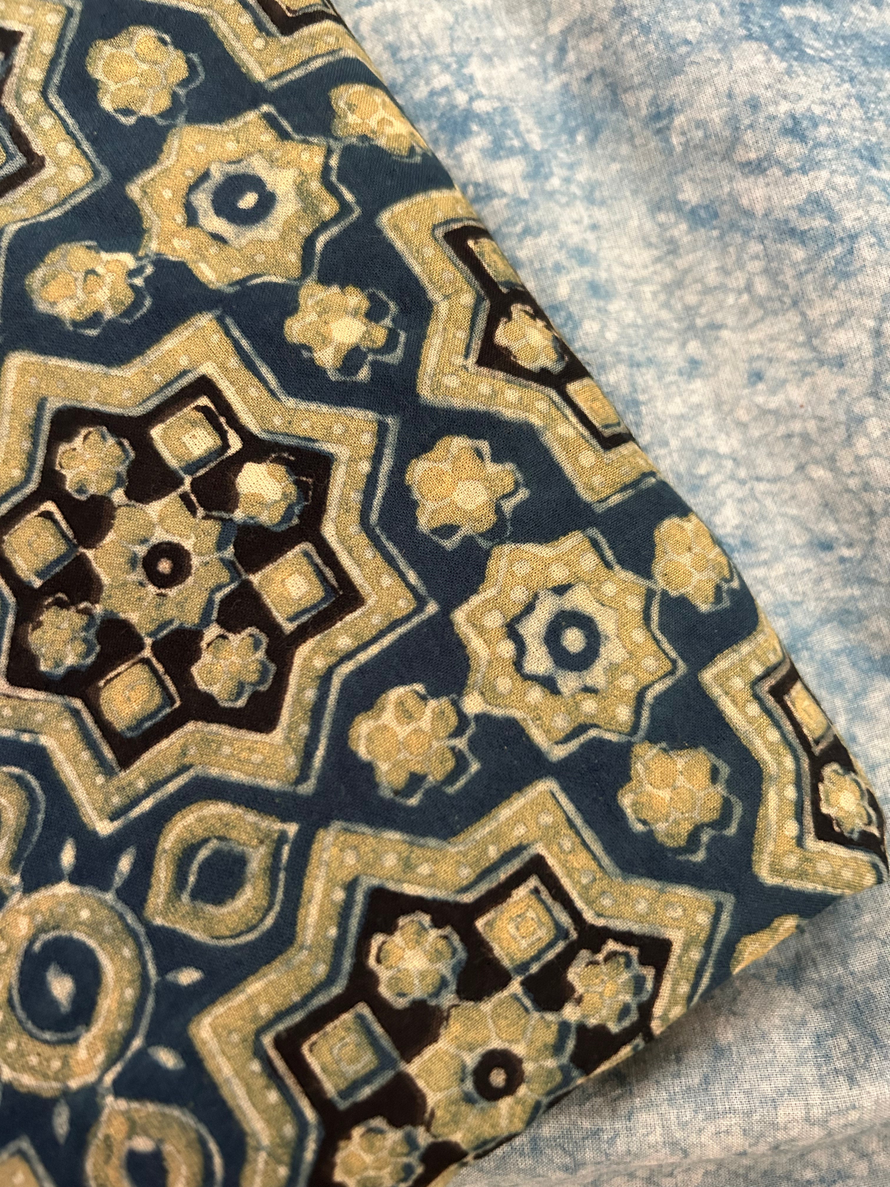 Natural Dyes Handblock Ajrakh Cotton Kurta 2.5m