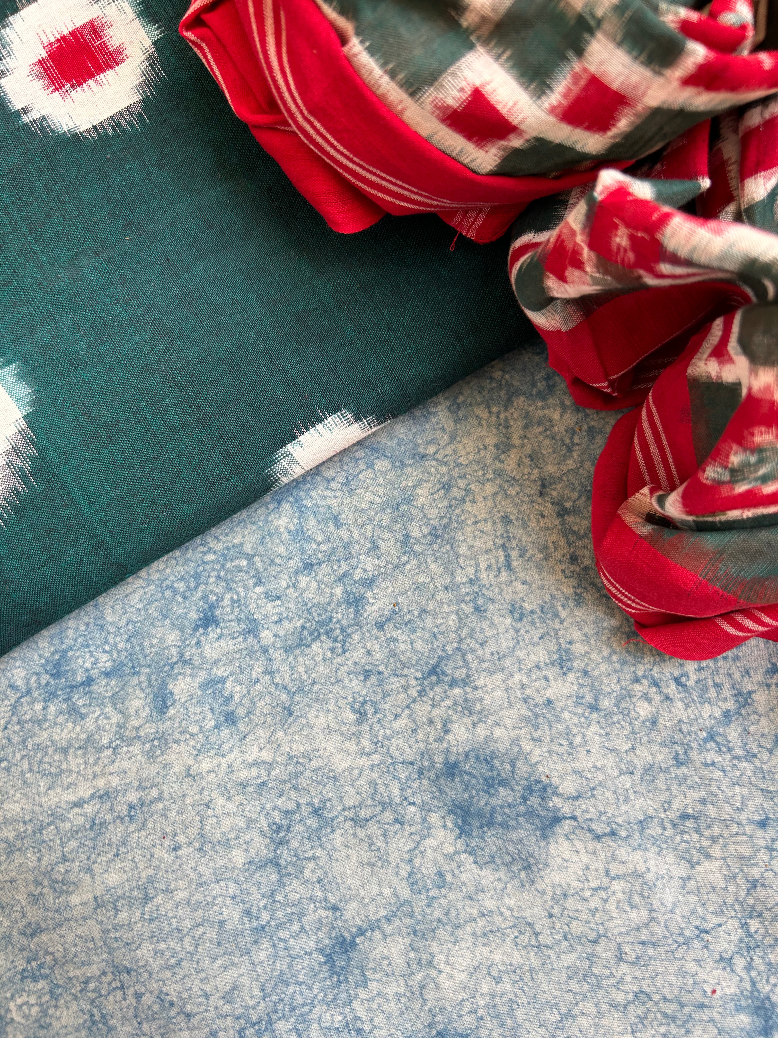 Handwoven Double Ikat Kurta Telia Dupatta Set