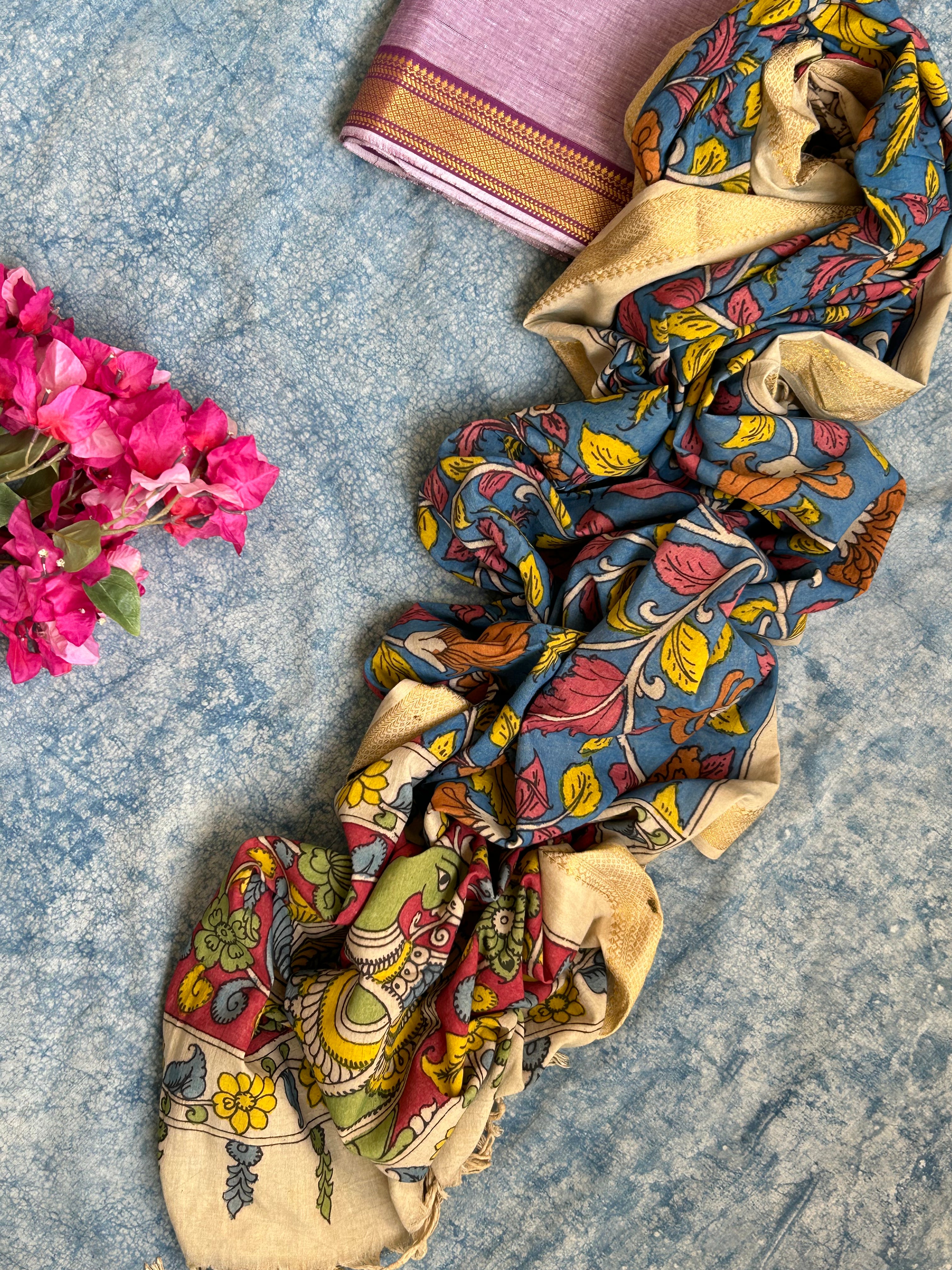 Handwoven Handcrafted Kalamkari Kurta Dupatta Set