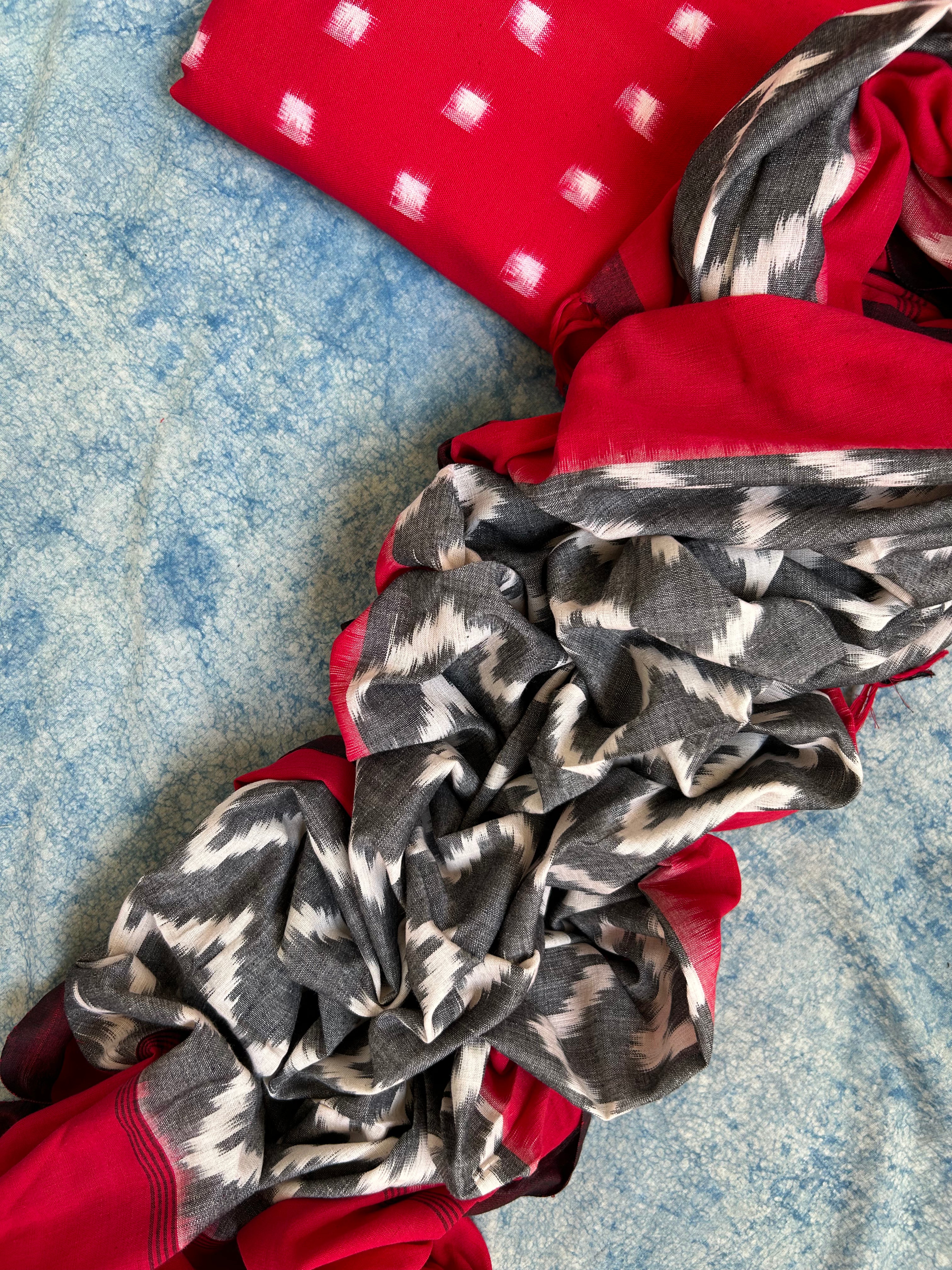Handwoven Double Ikat Kurta Dupatta Set