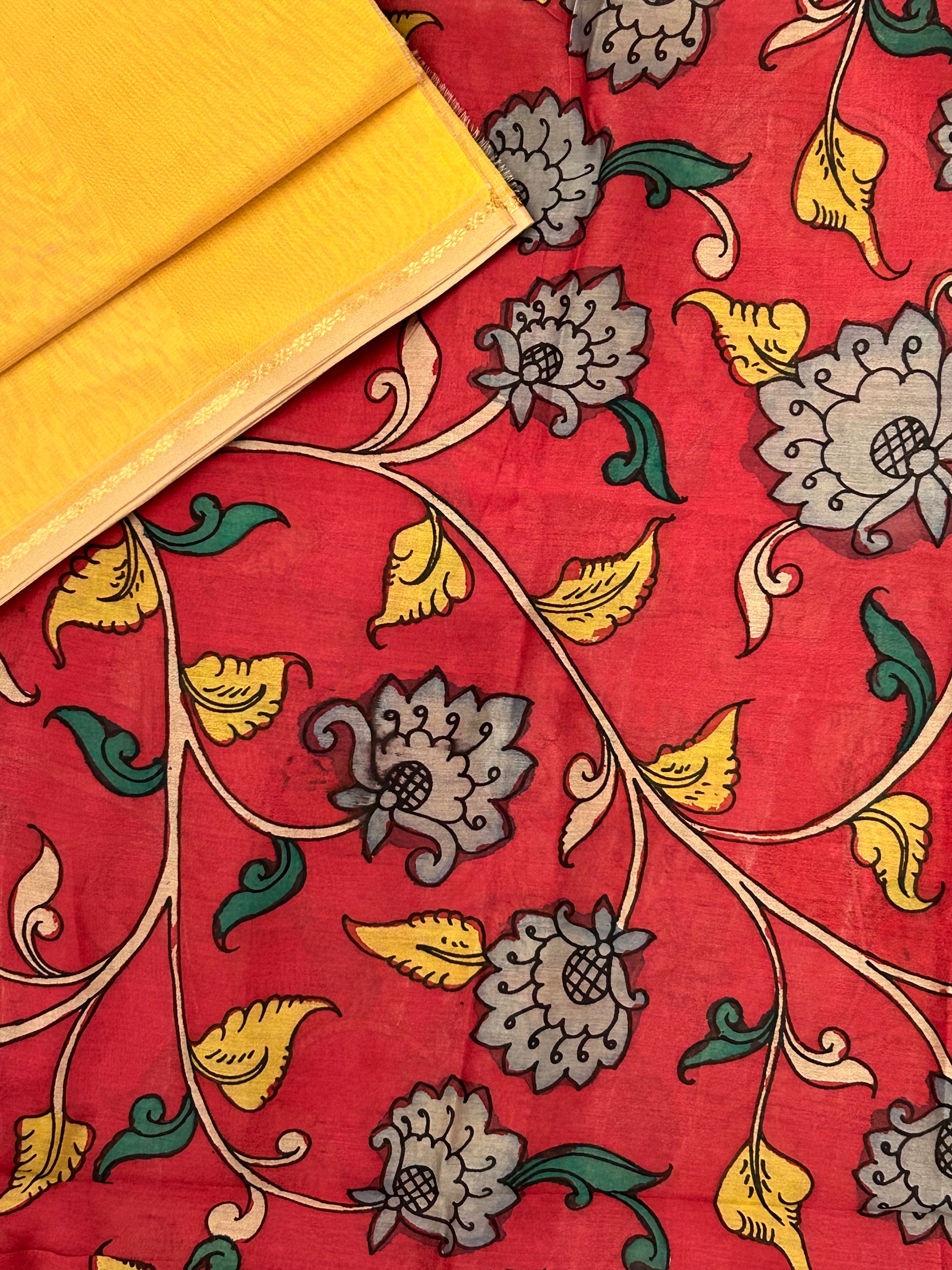 Handwoven Handcrafted Kalamkari Kurta Dupatta Set
