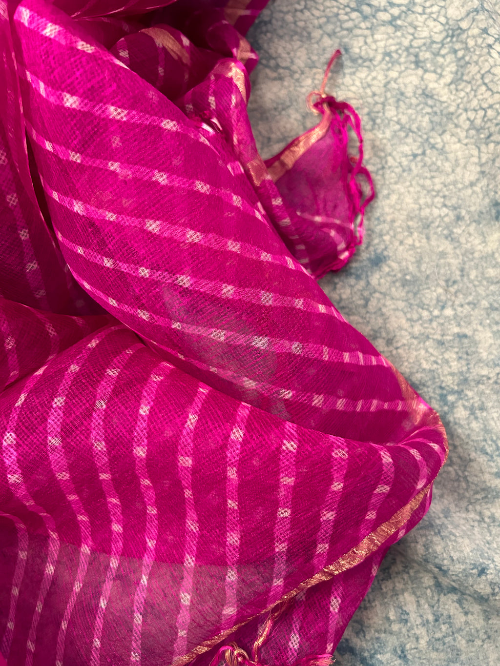 Handcrafted Tie-Dye Silk Kota Doria Dupatta