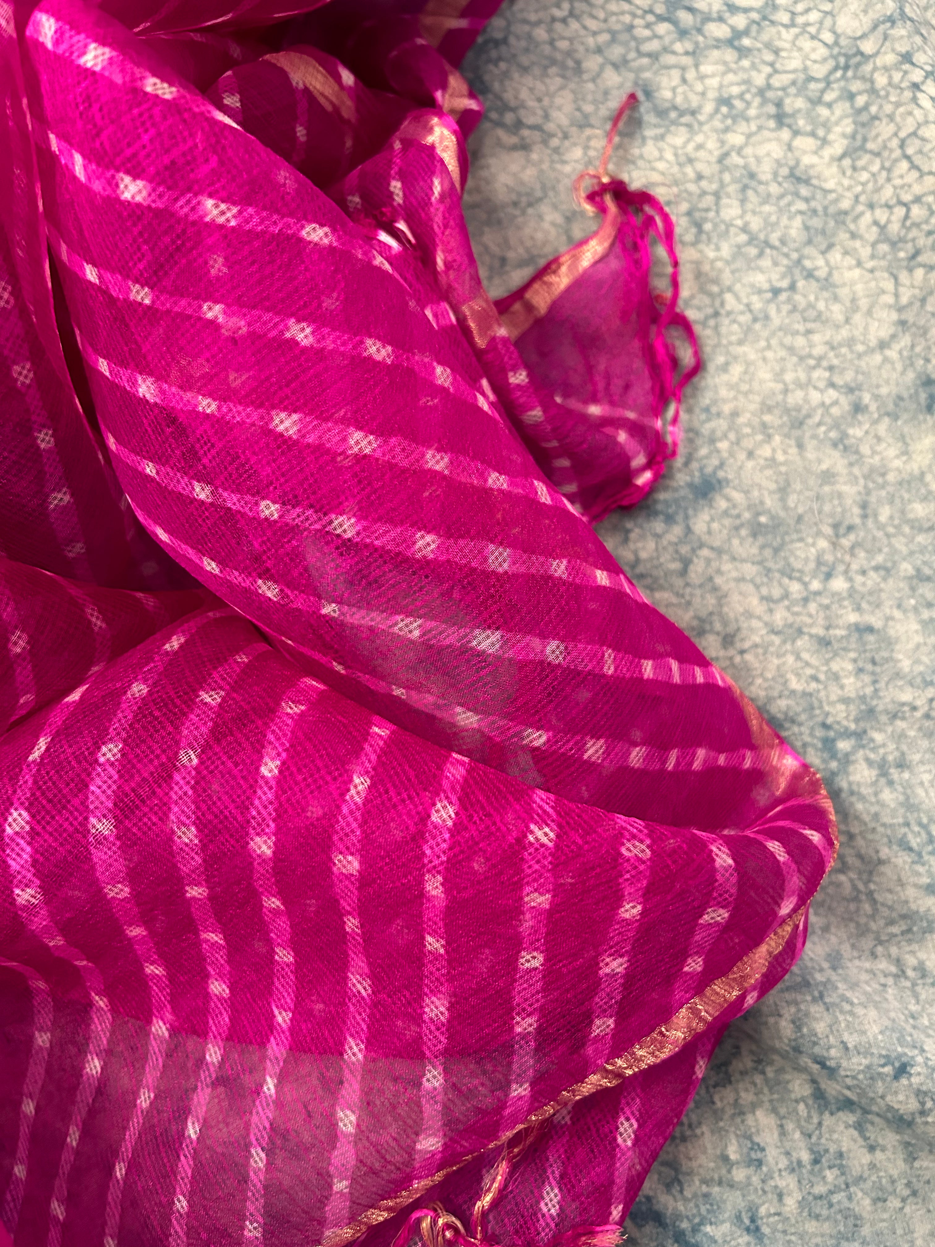 Handcrafted Tie-Dye Silk Kota Doria Dupatta