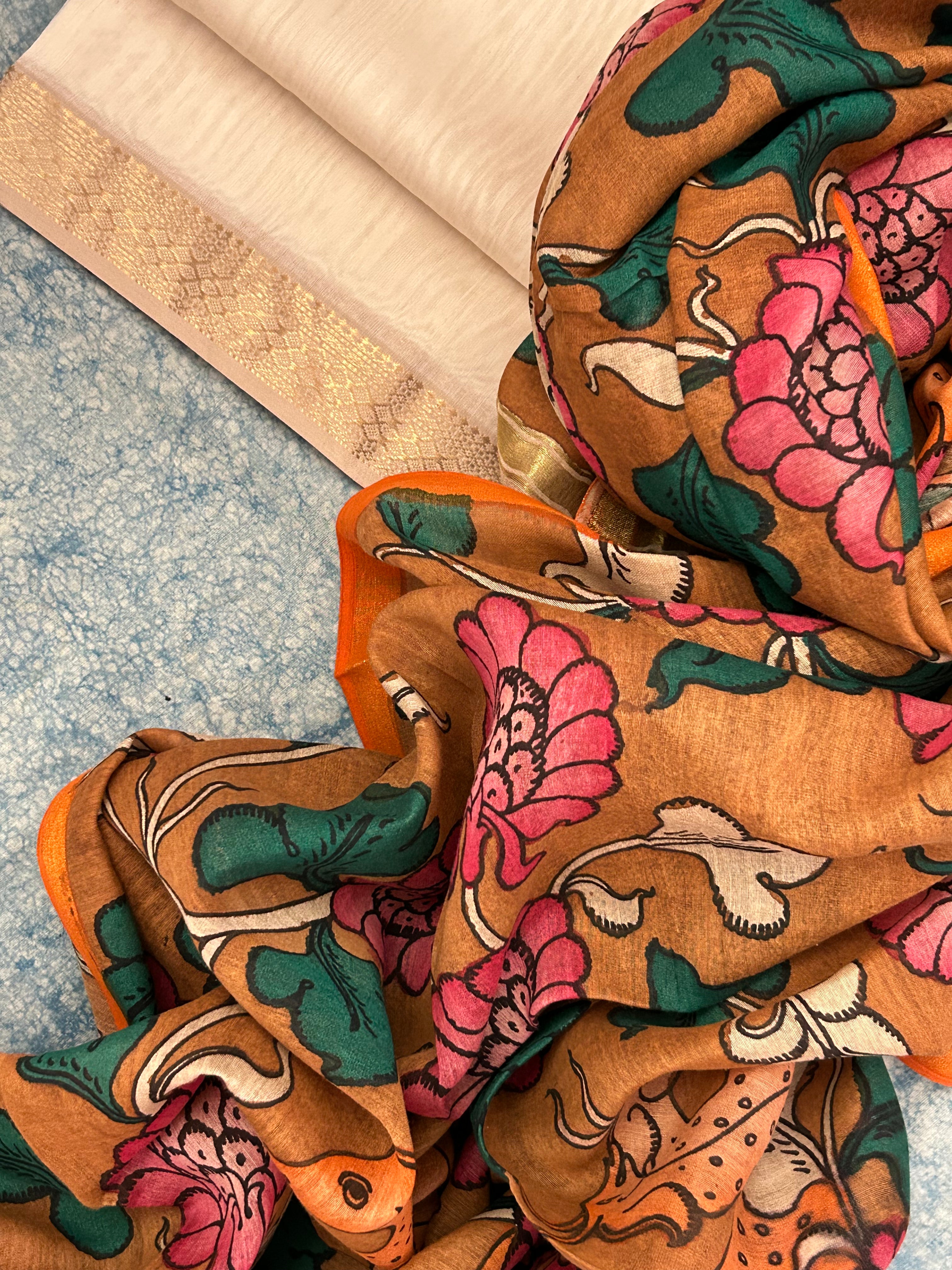 Handwoven Handcrafted Kalamkari Kurta Dupatta Set