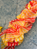 Handcrafted Tie-Dye Silk Kota Doria Dupatta -Yellow, Orange & Red