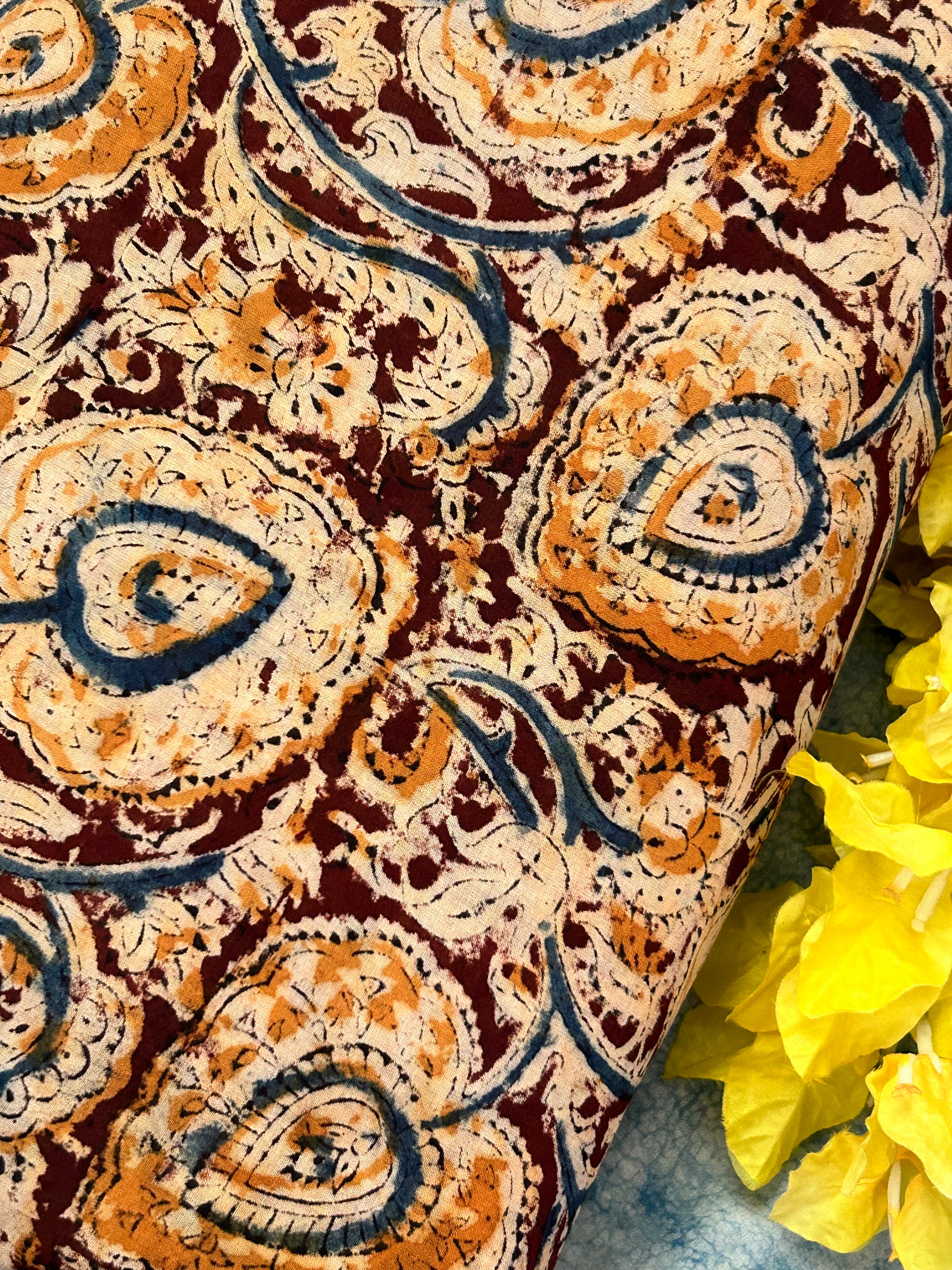 Pedana Hand Block Printed Kalamkari Natural Dyed Cotton(2.5m)