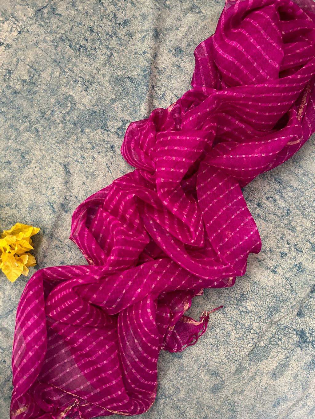Handcrafted Tie-Dye Silk Kota Doria Dupatta