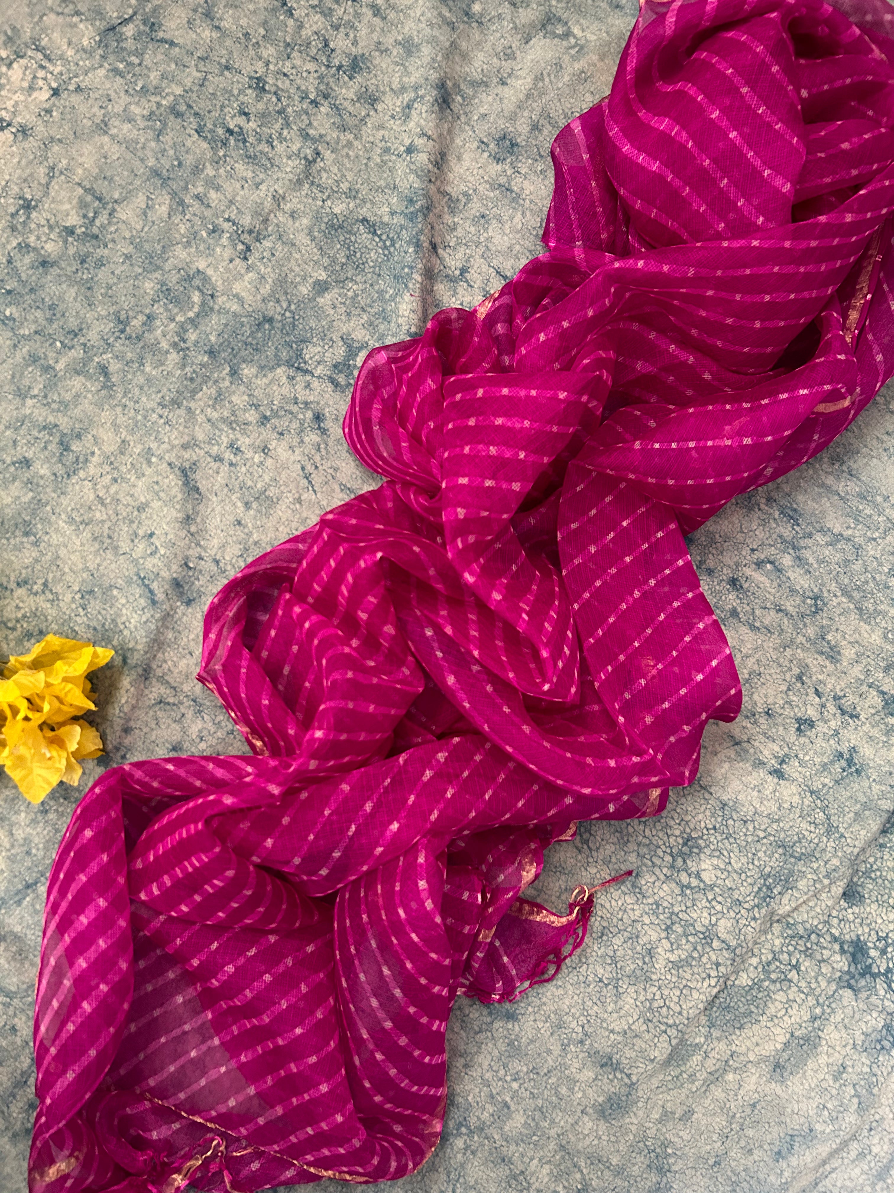 Handcrafted Tie-Dye Silk Kota Doria Dupatta
