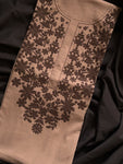 Hand Machine Embroidered Kurta Bottom - Earthy Brown & Black