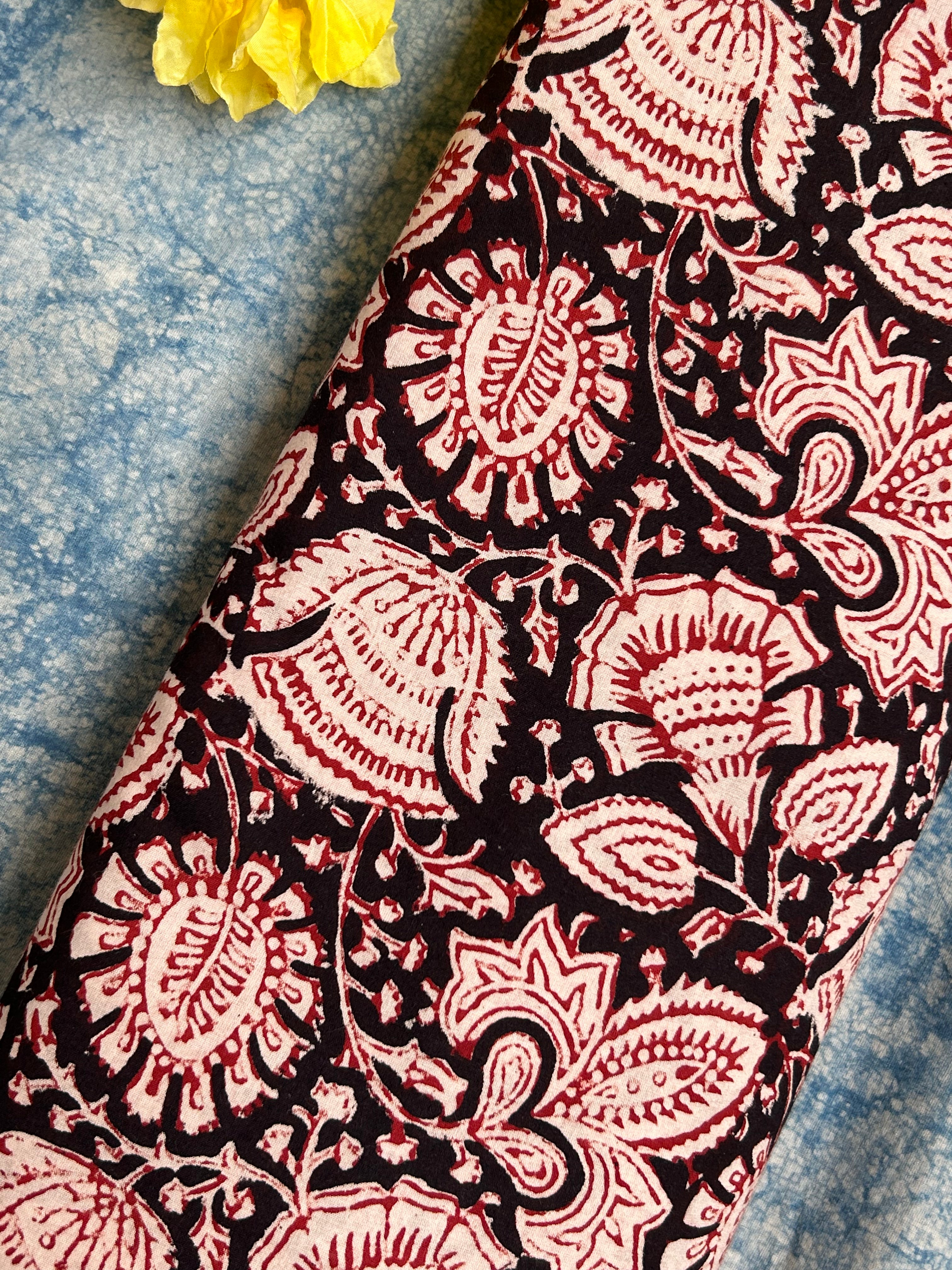 Bagru Handblock Cotton -Black & Madder Red