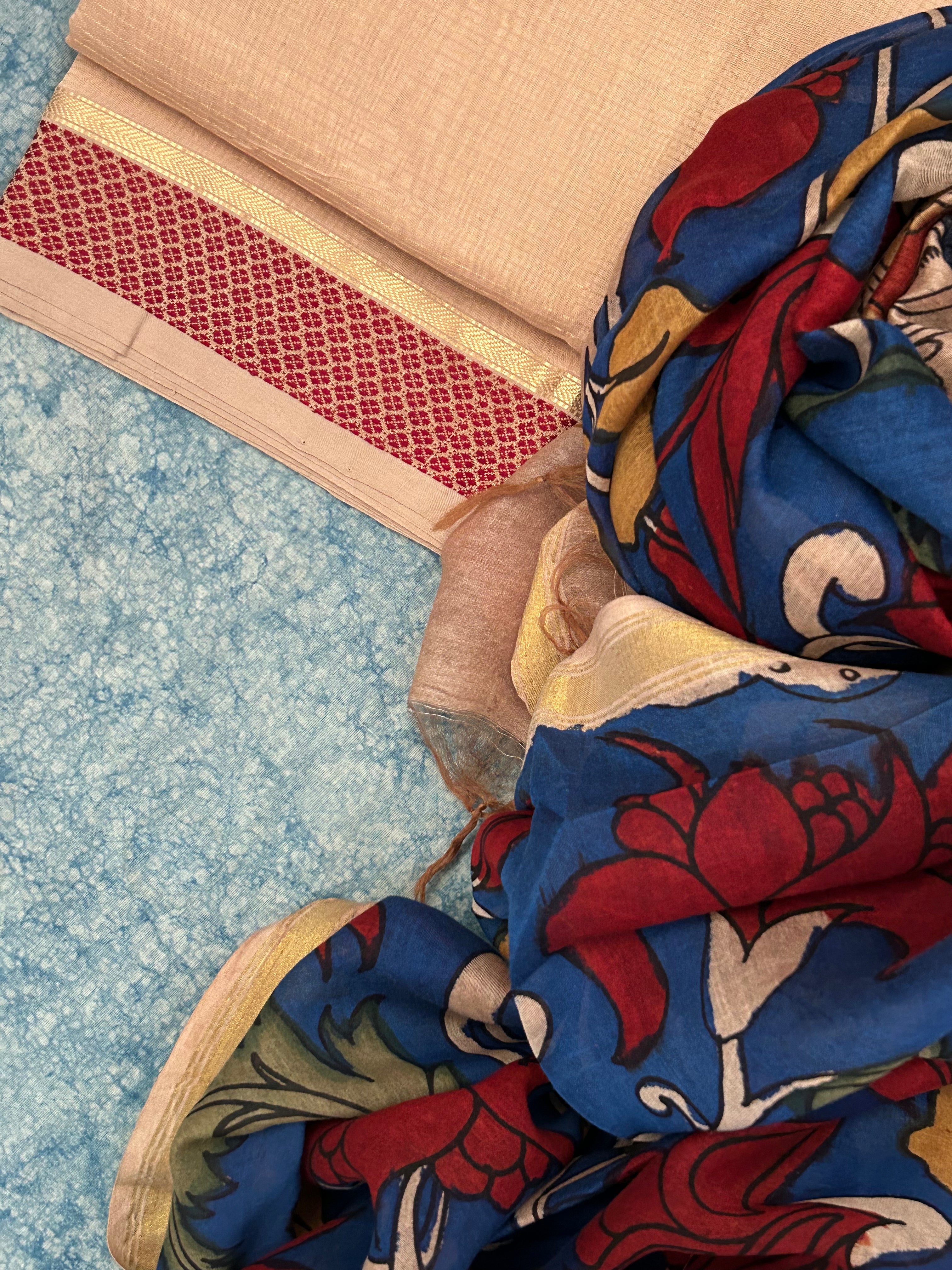 Handwoven Handcrafted Kalamkari Kurta Dupatta Set