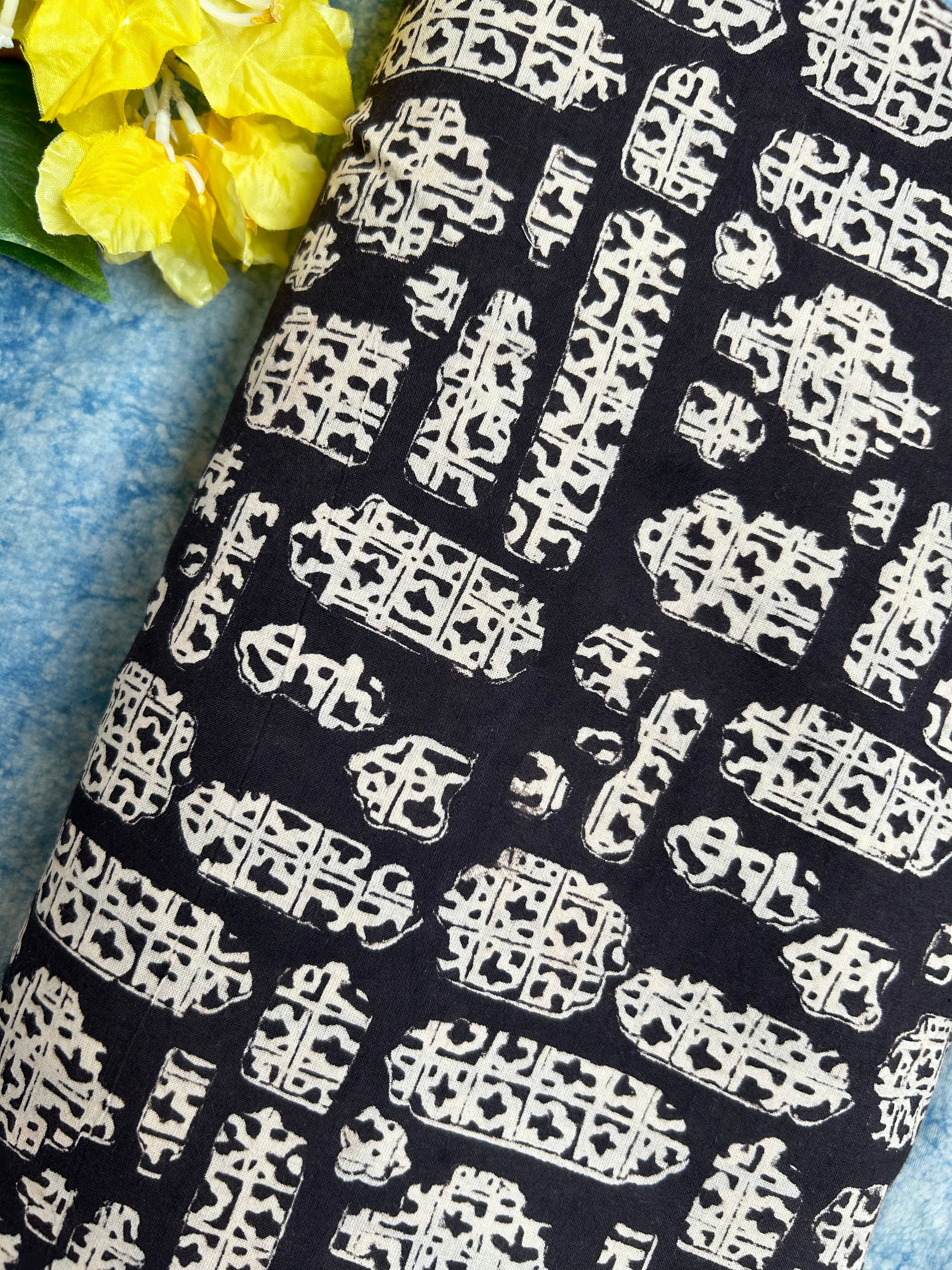 Bagru Handblock Cotton - Black
