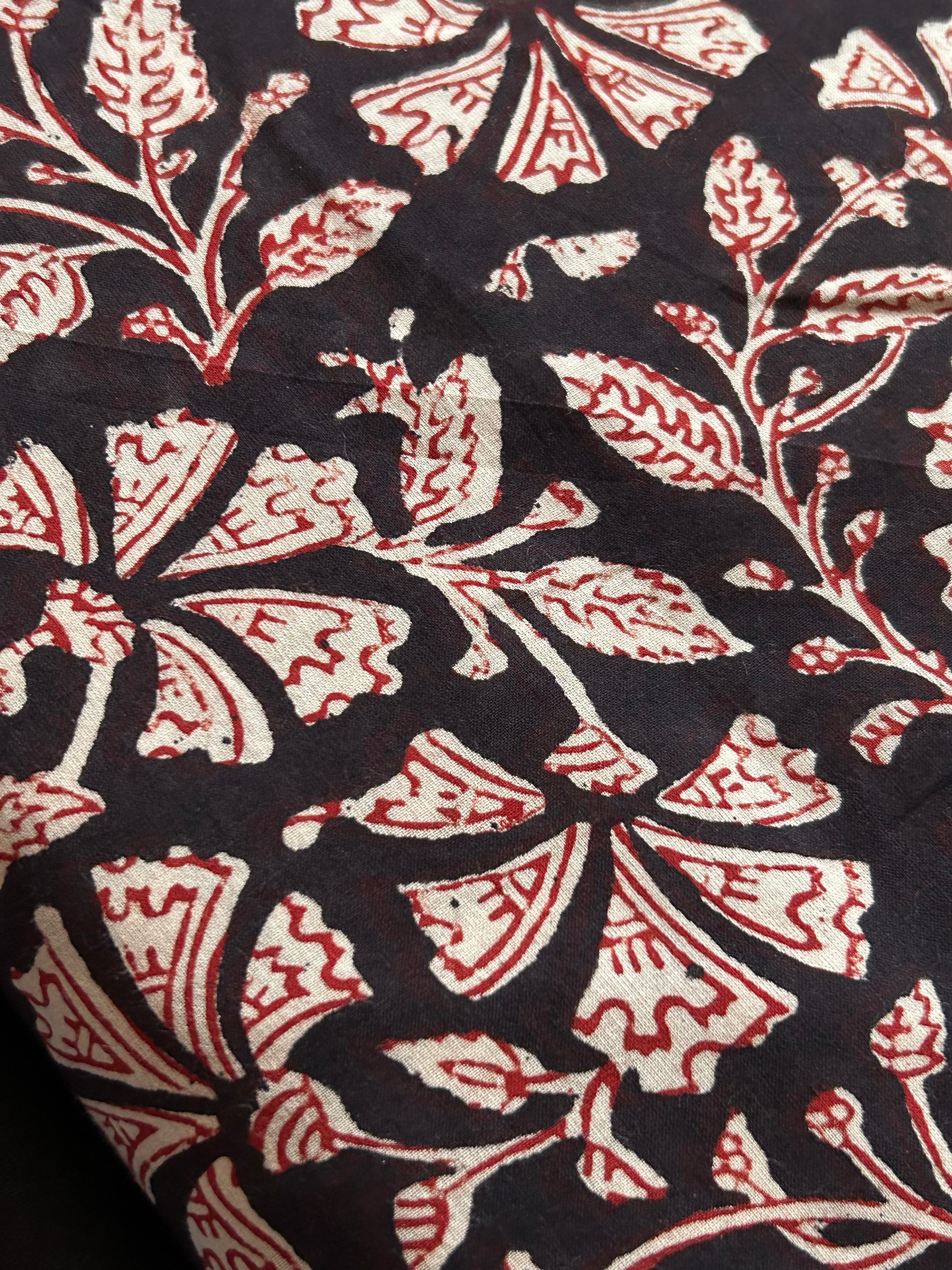 Bagru Handblock Cotton -Black & Madder Red