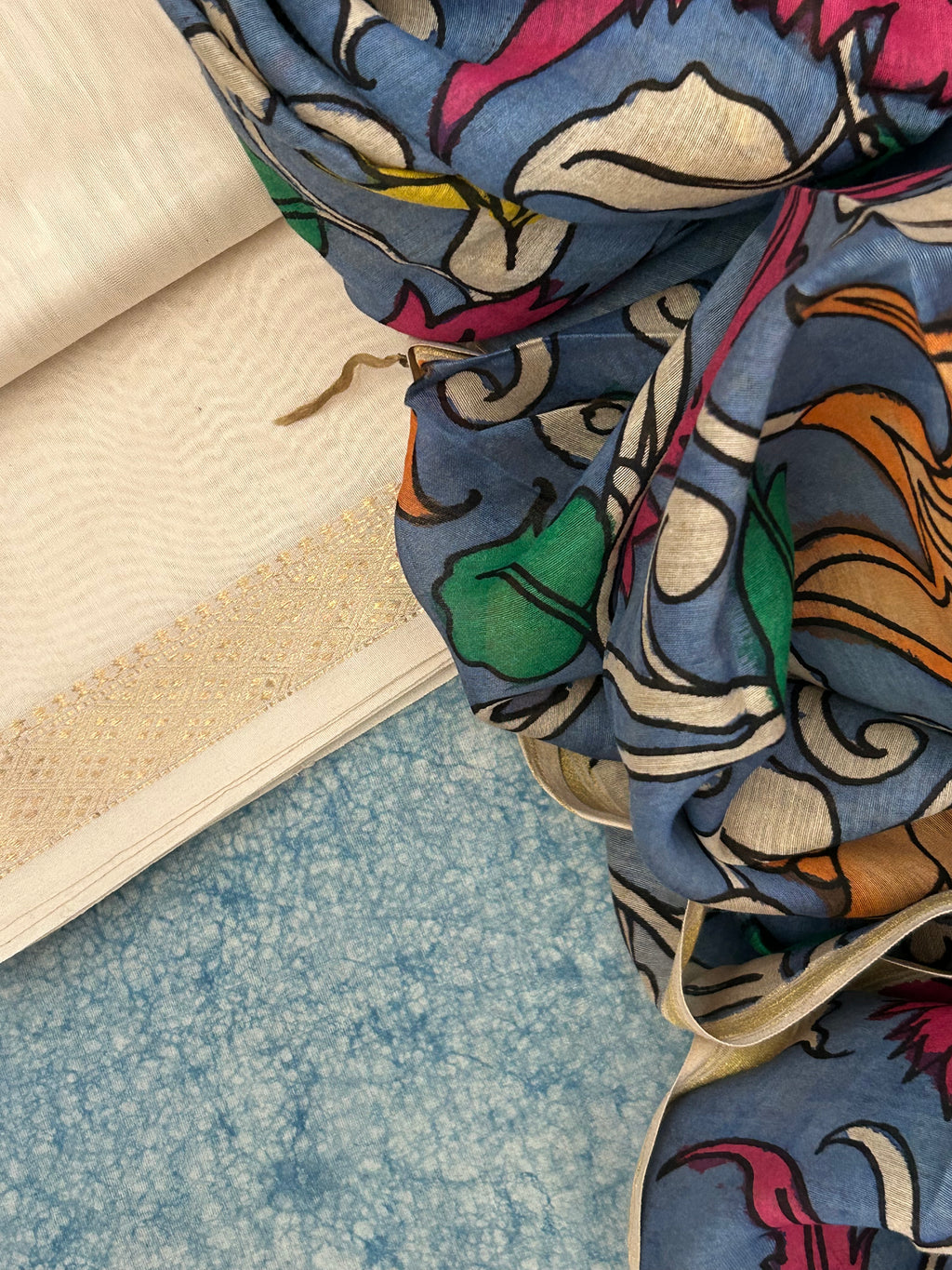 Handwoven Handcrafted Kalamkari Kurta Dupatta Set