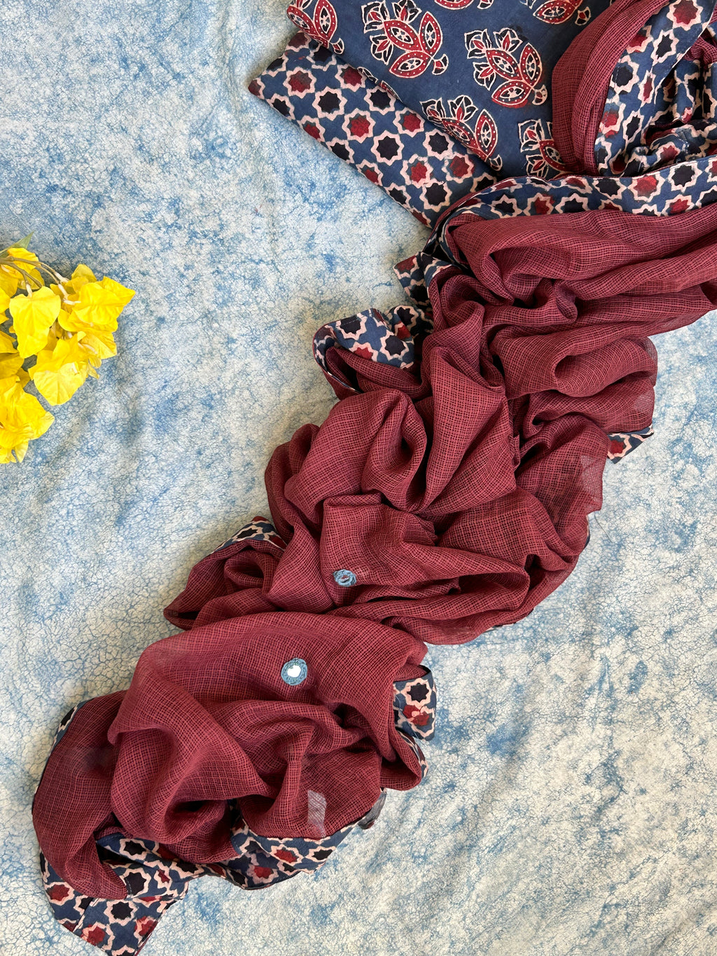 Natural Dyes Handcrafted Ajrakh Kota Suit