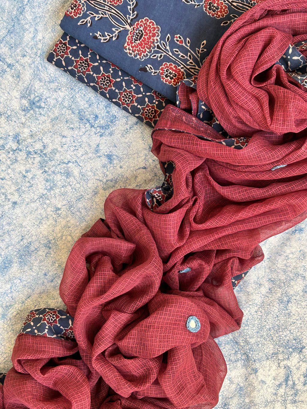 Natural Dyes Handcrafted Ajrakh Kota Suit