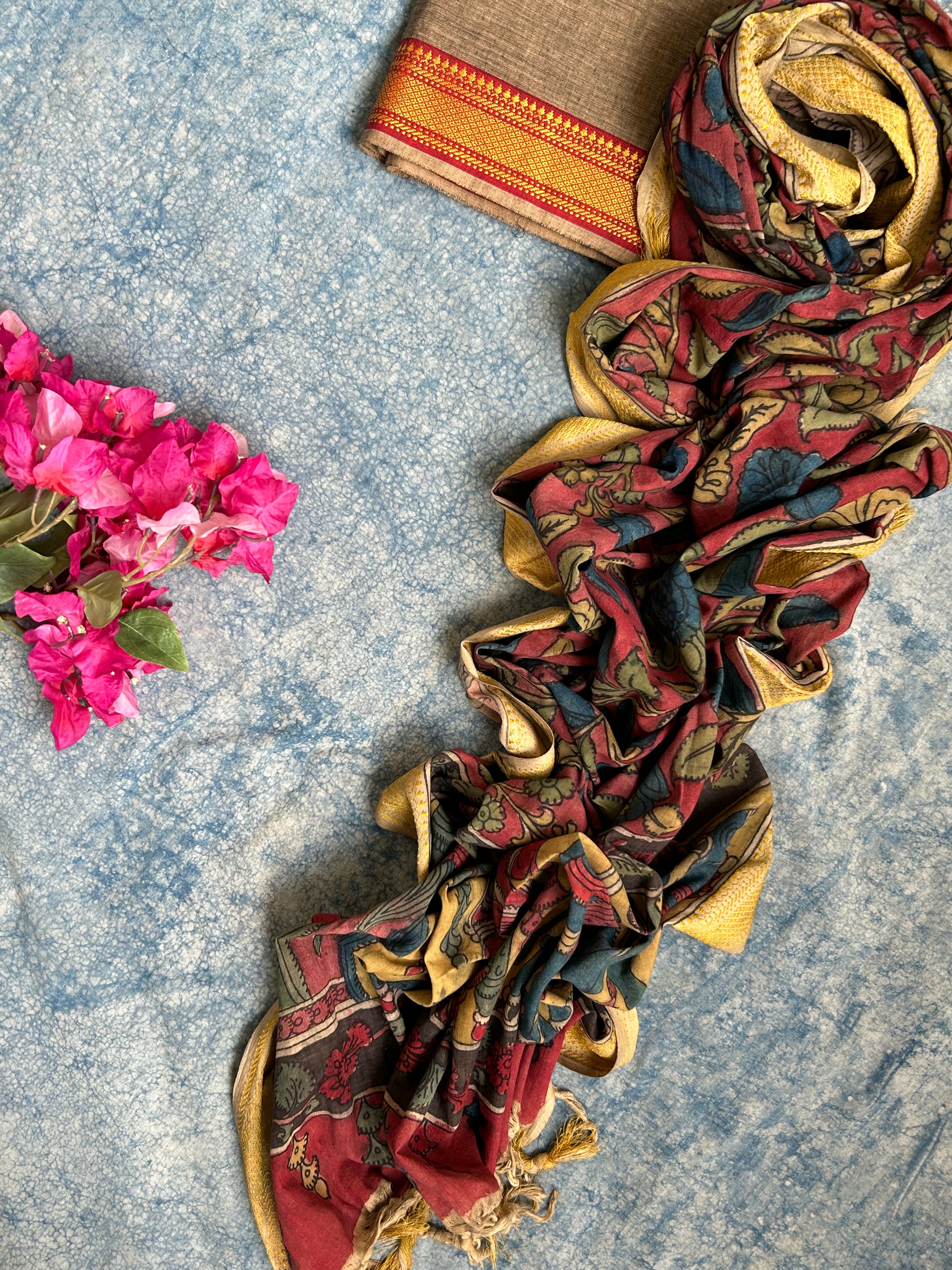 Handwoven Handcrafted Kalamkari Kurta Dupatta Set