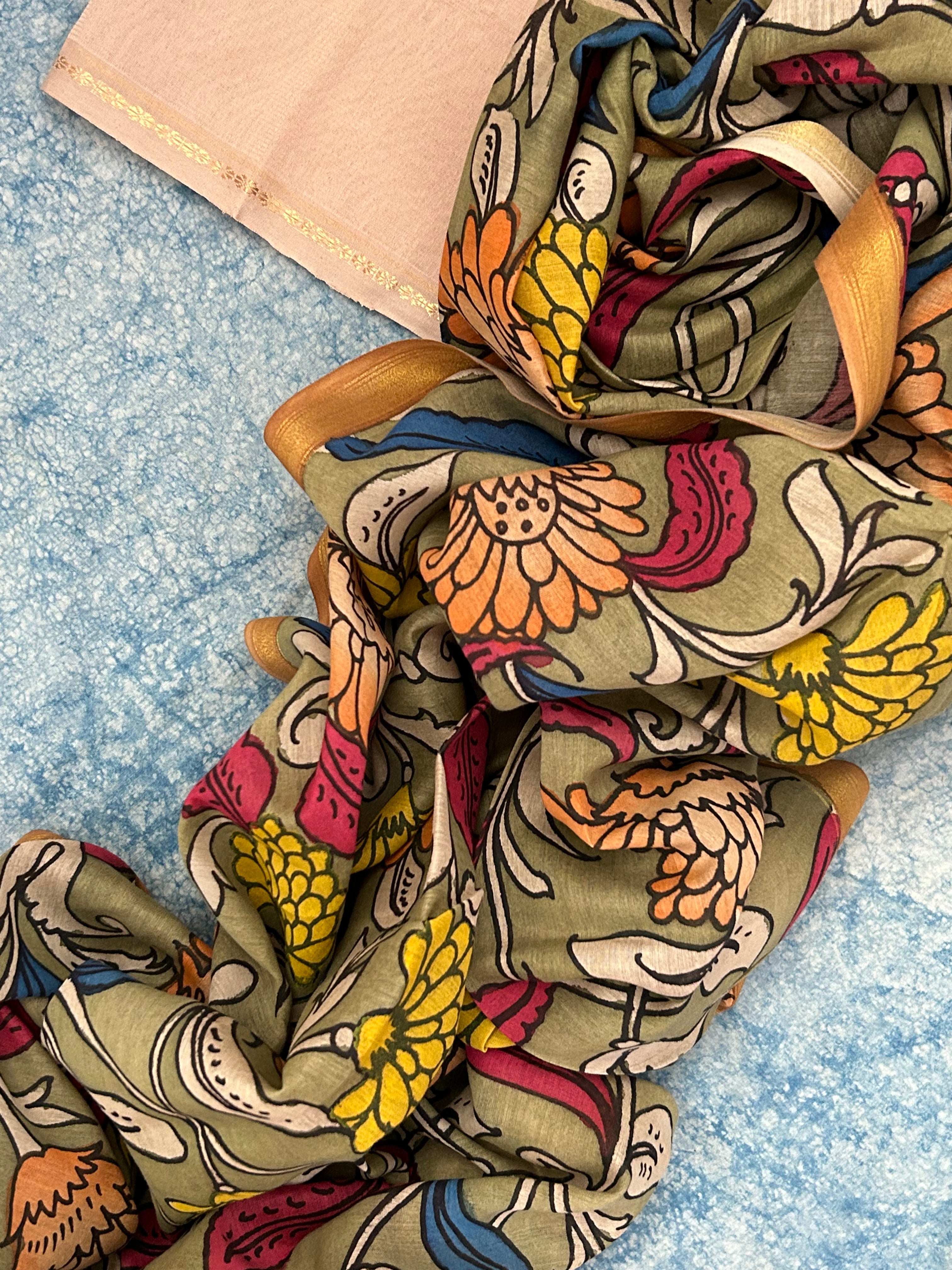 Handwoven Handcrafted Kalamkari Kurta Dupatta Set