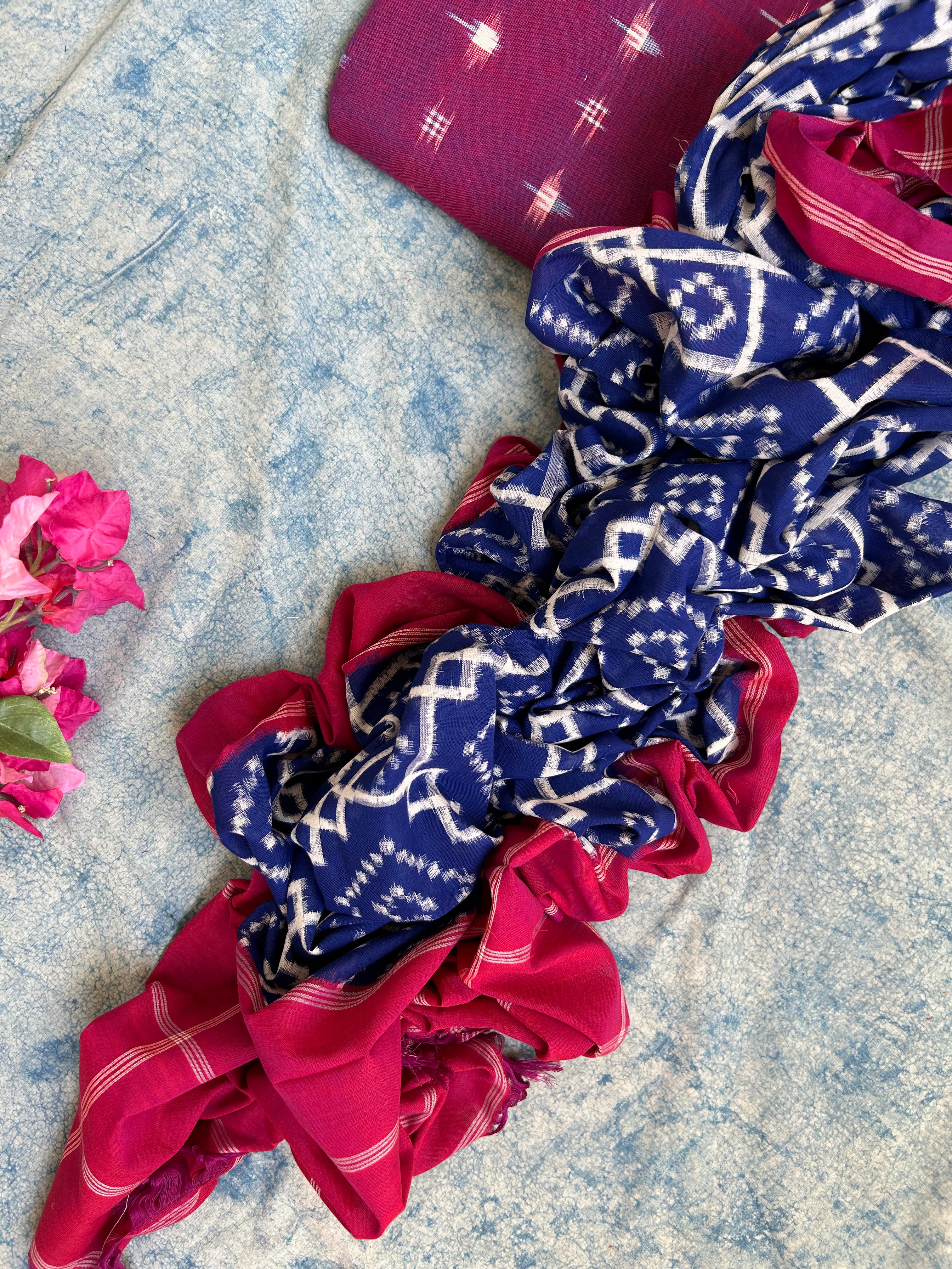 Handwoven Double Ikat Kurta Telia Dupatta Set