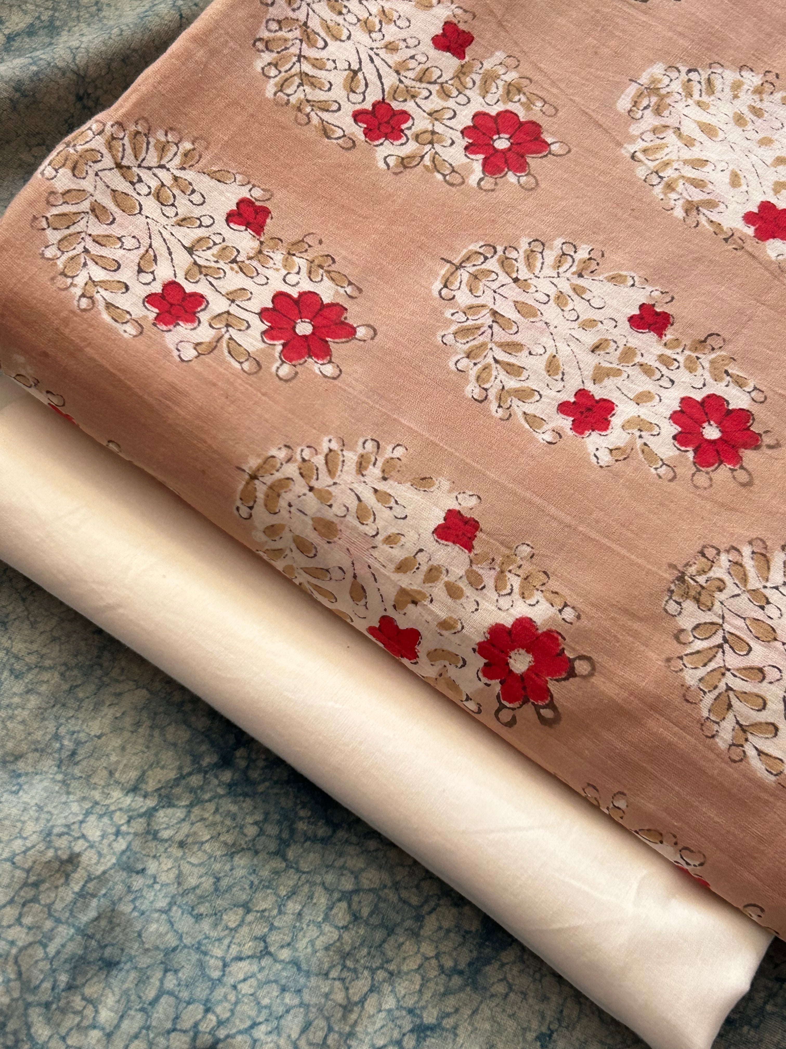 Handblock Cotton Kurta Bottom Set