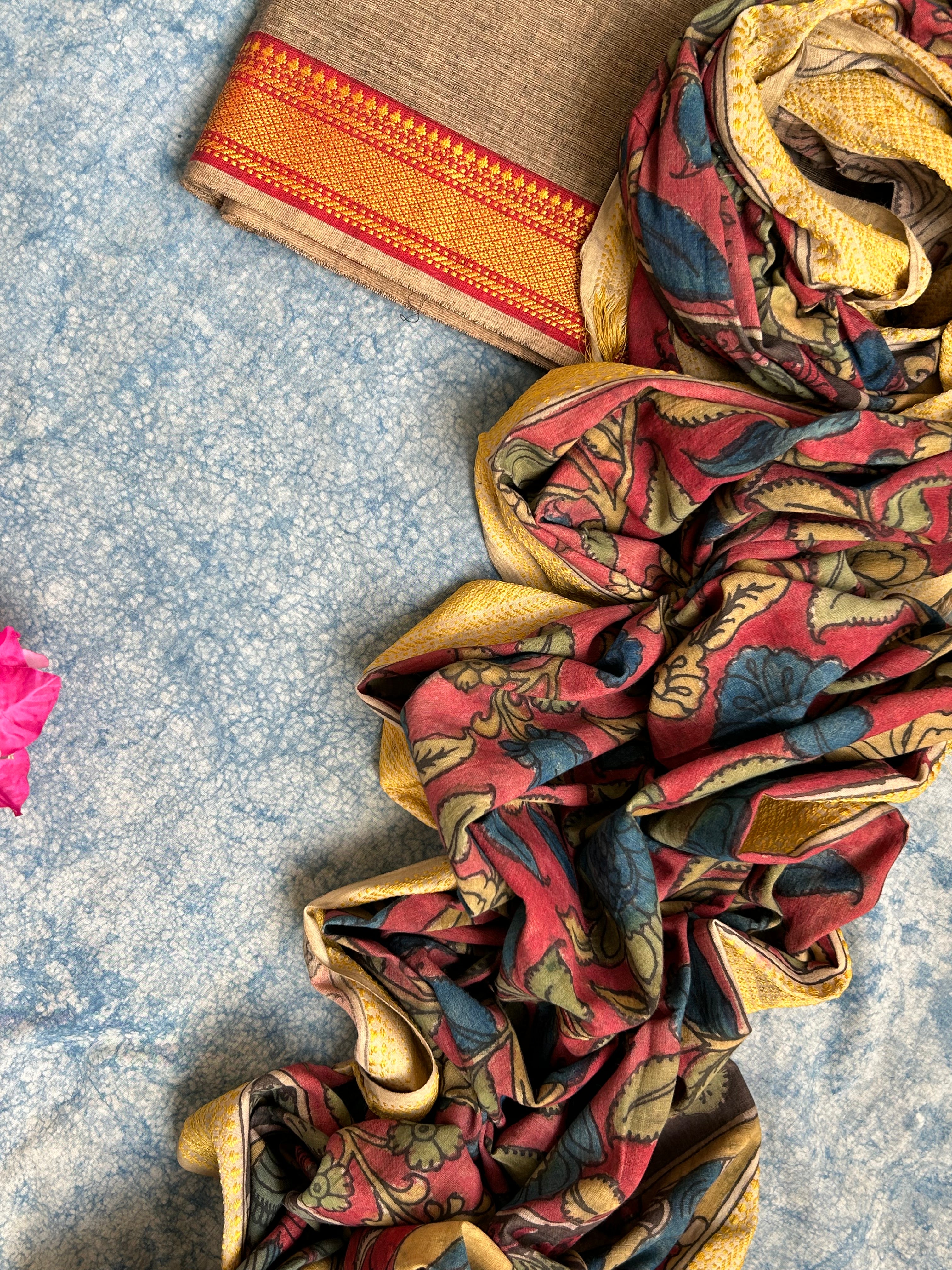 Handwoven Handcrafted Kalamkari Kurta Dupatta Set