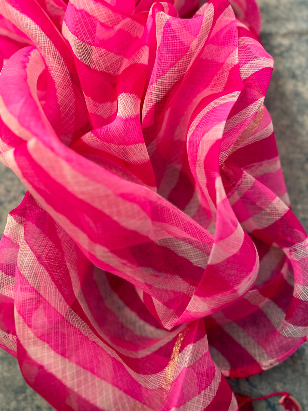 Handcrafted Tie-Dye Silk Kota Doria Dupatta
