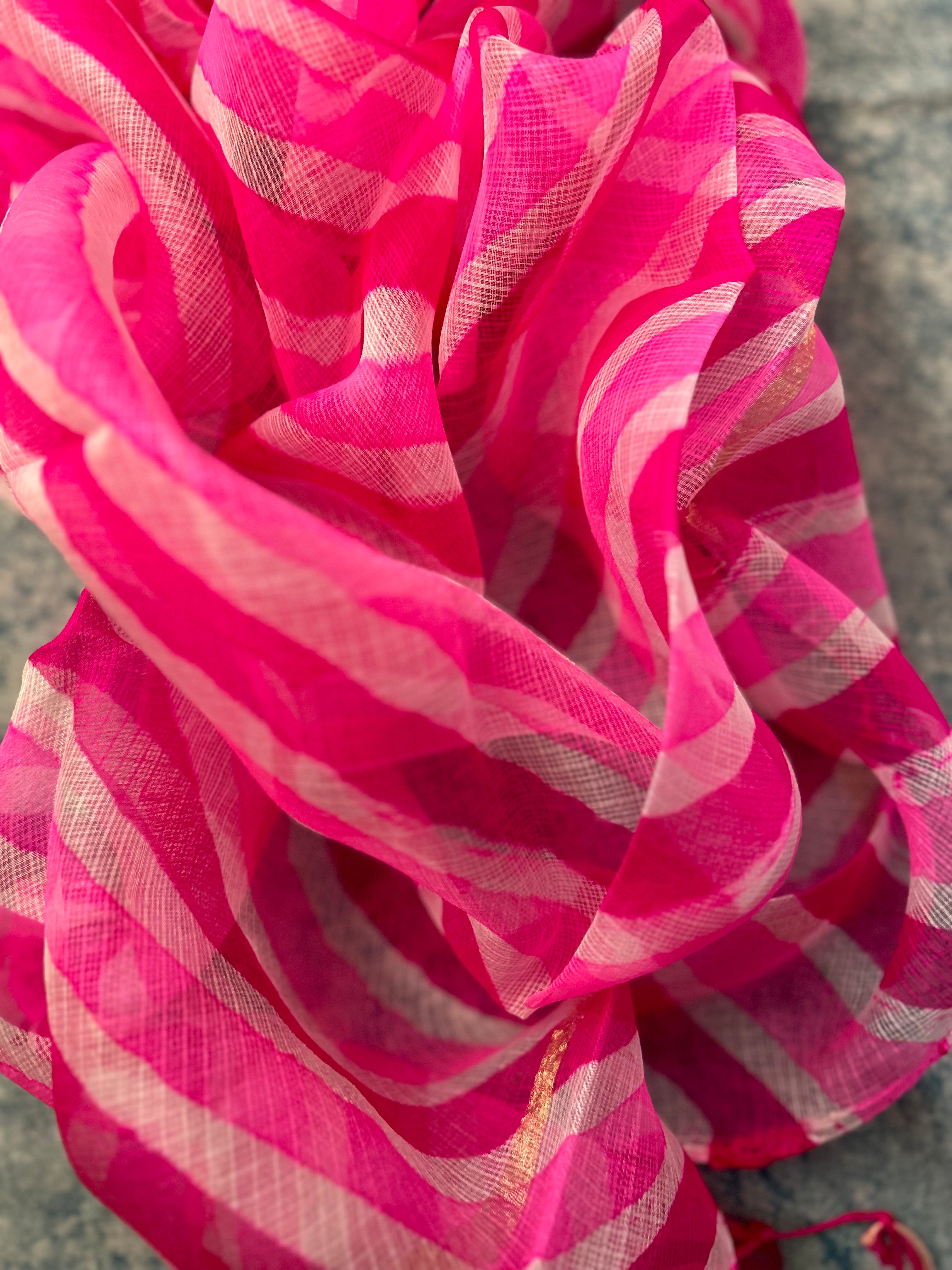 Handcrafted Tie-Dye Silk Kota Doria Dupatta