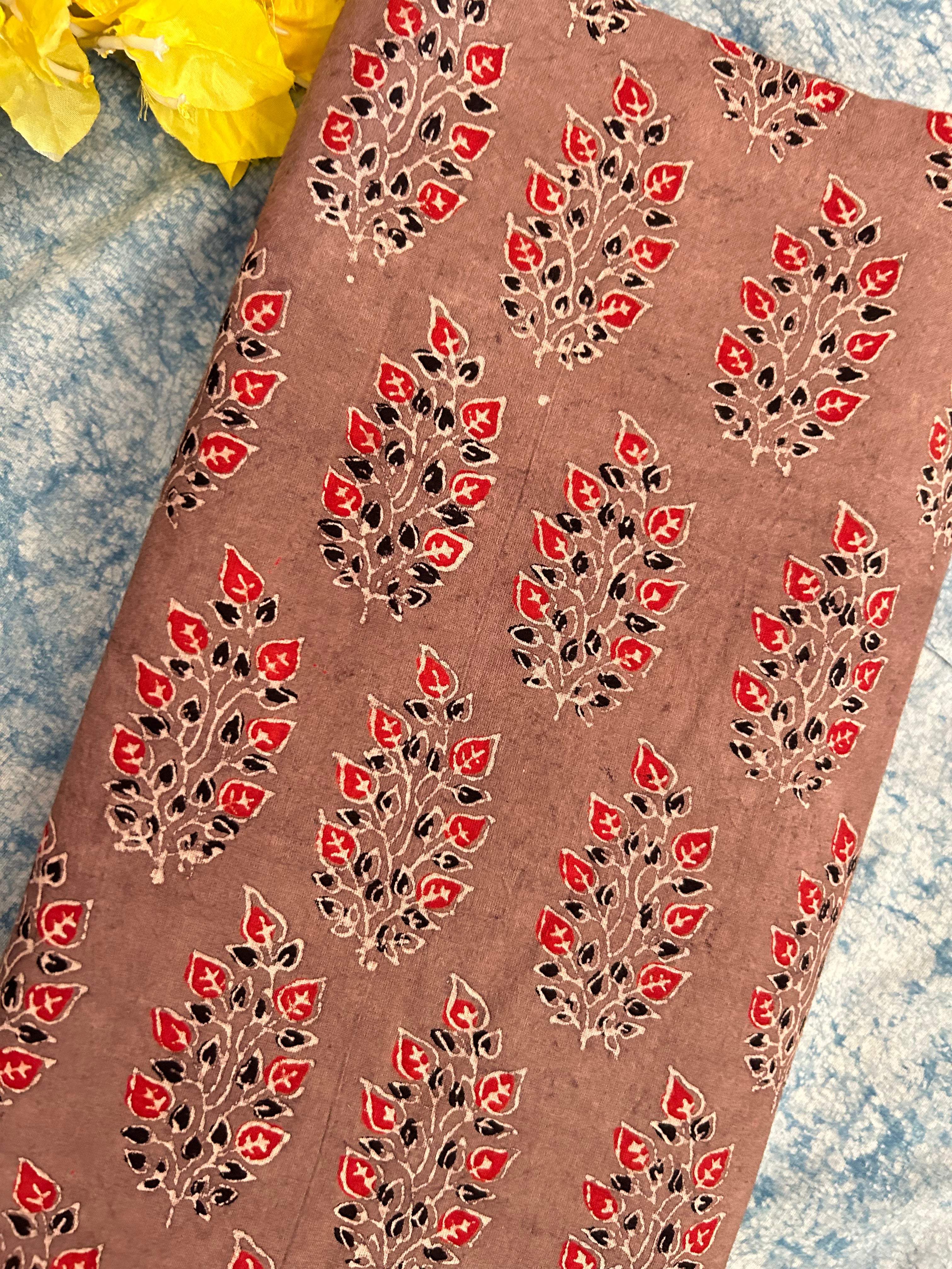 Natural Dyes Handblock Ajrakh Cotton Kurta 2.5m