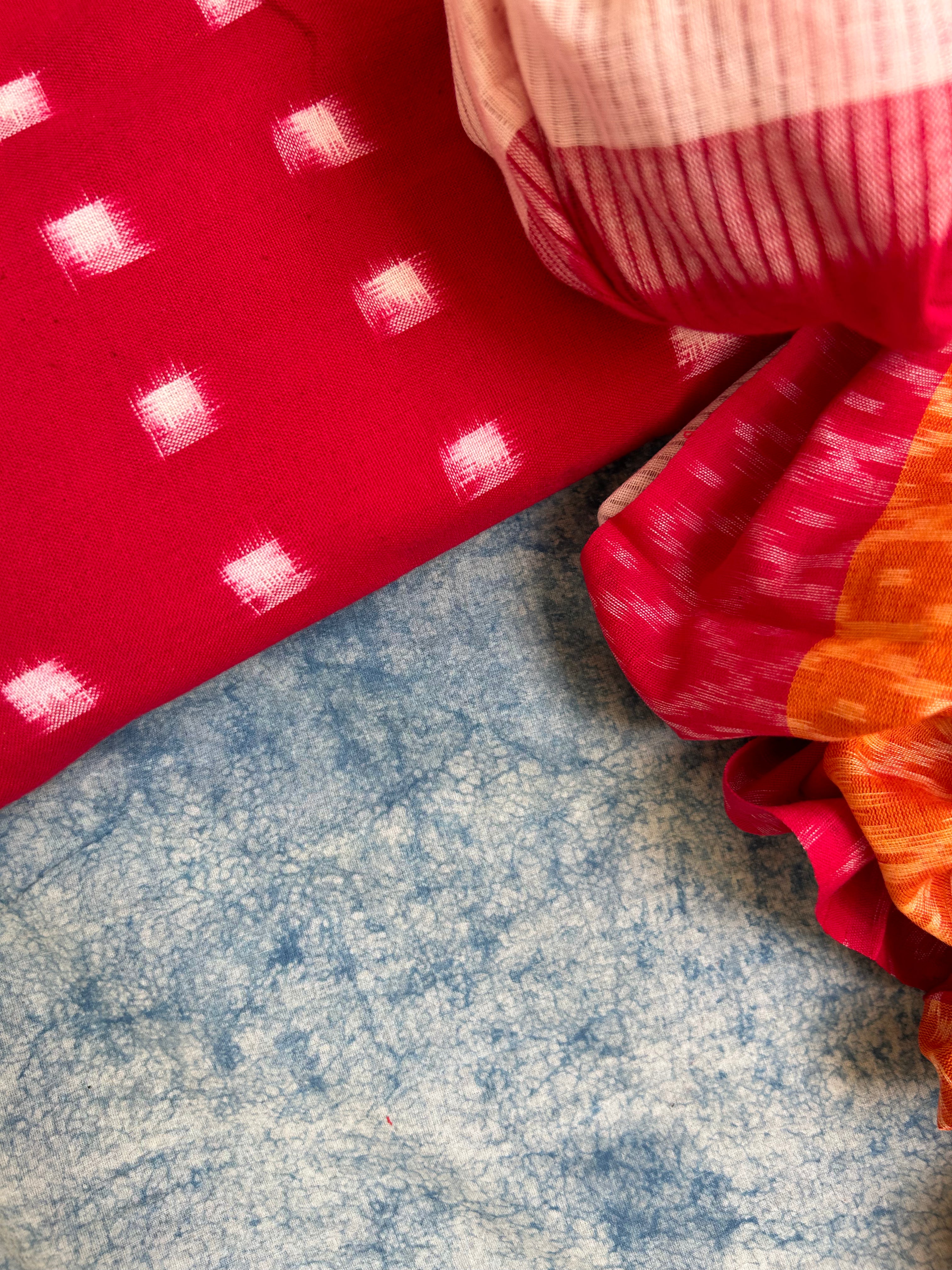 Handwoven Double Ikat Kurta Dupatta Set