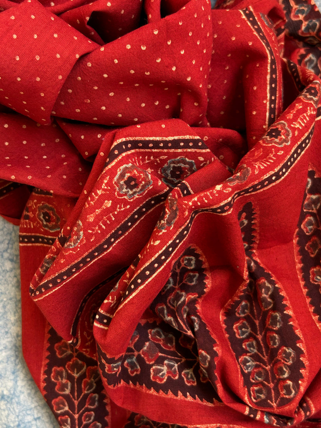 Natural Dyes Handblock Ajrakh Cotton Suit