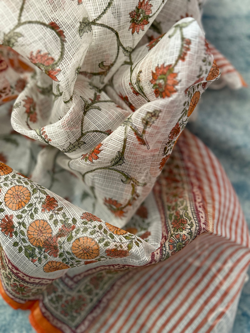 Handcrafted Tie-Dye Silk Kota Doria Dupatta
