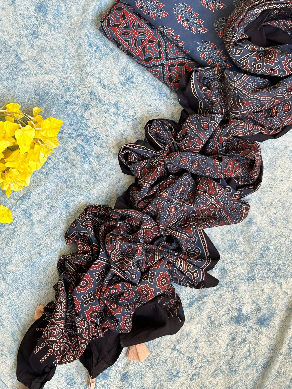 Natural Dyes Handblock Ajrakh Cotton Suit
