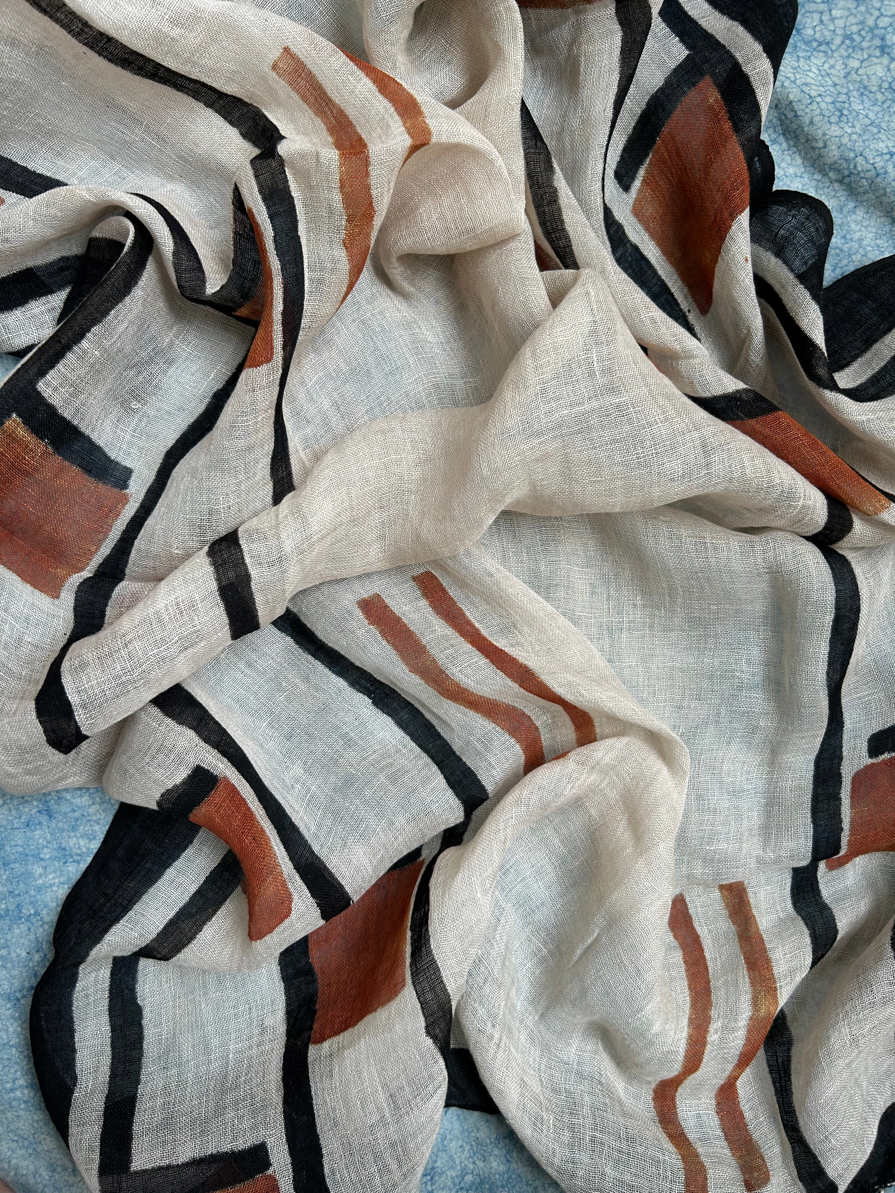 Handcrafted Linen Kurta Dupatta Set