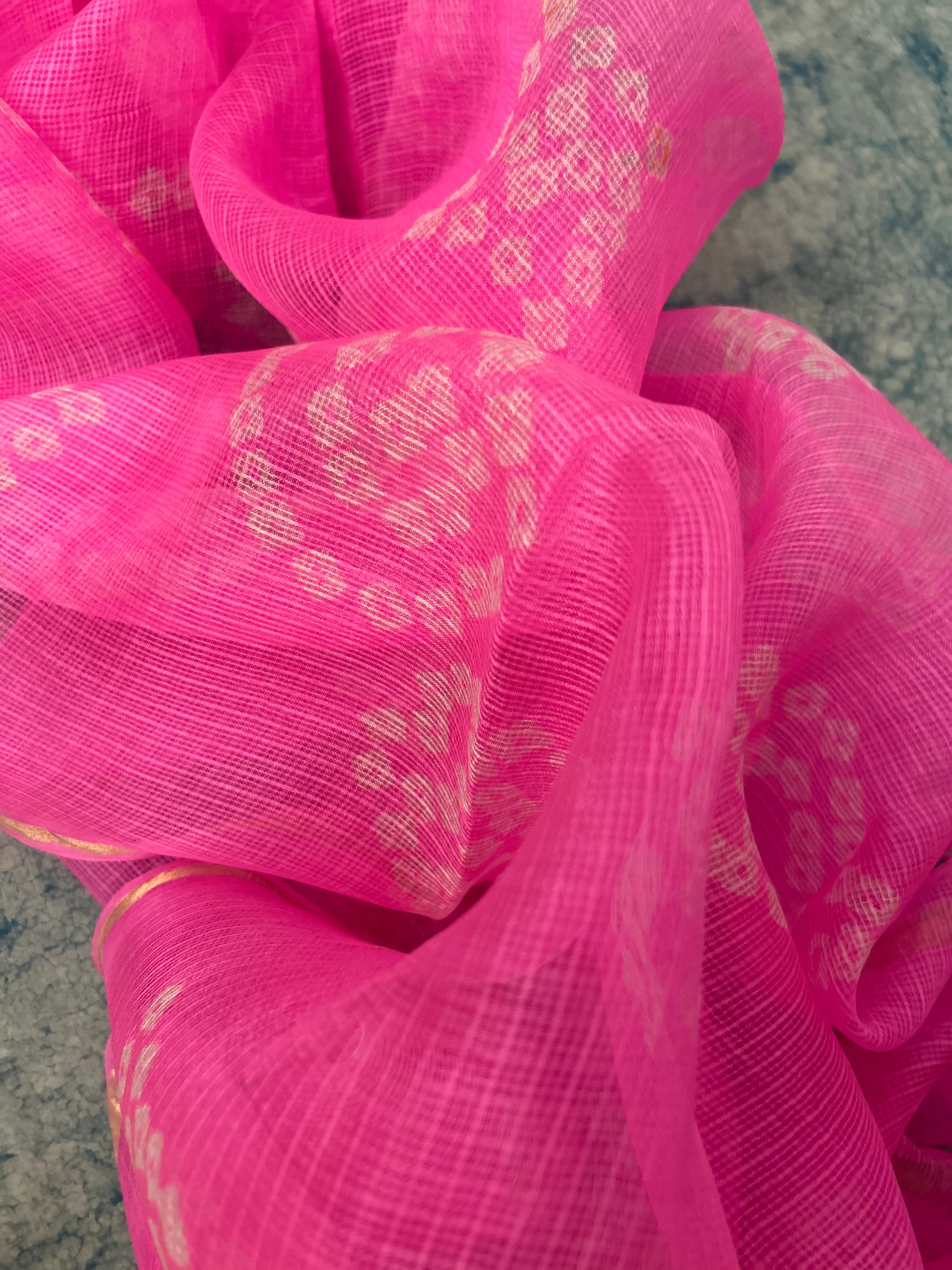 Handcrafted Tie-Dye Silk Kota Doria Dupatta