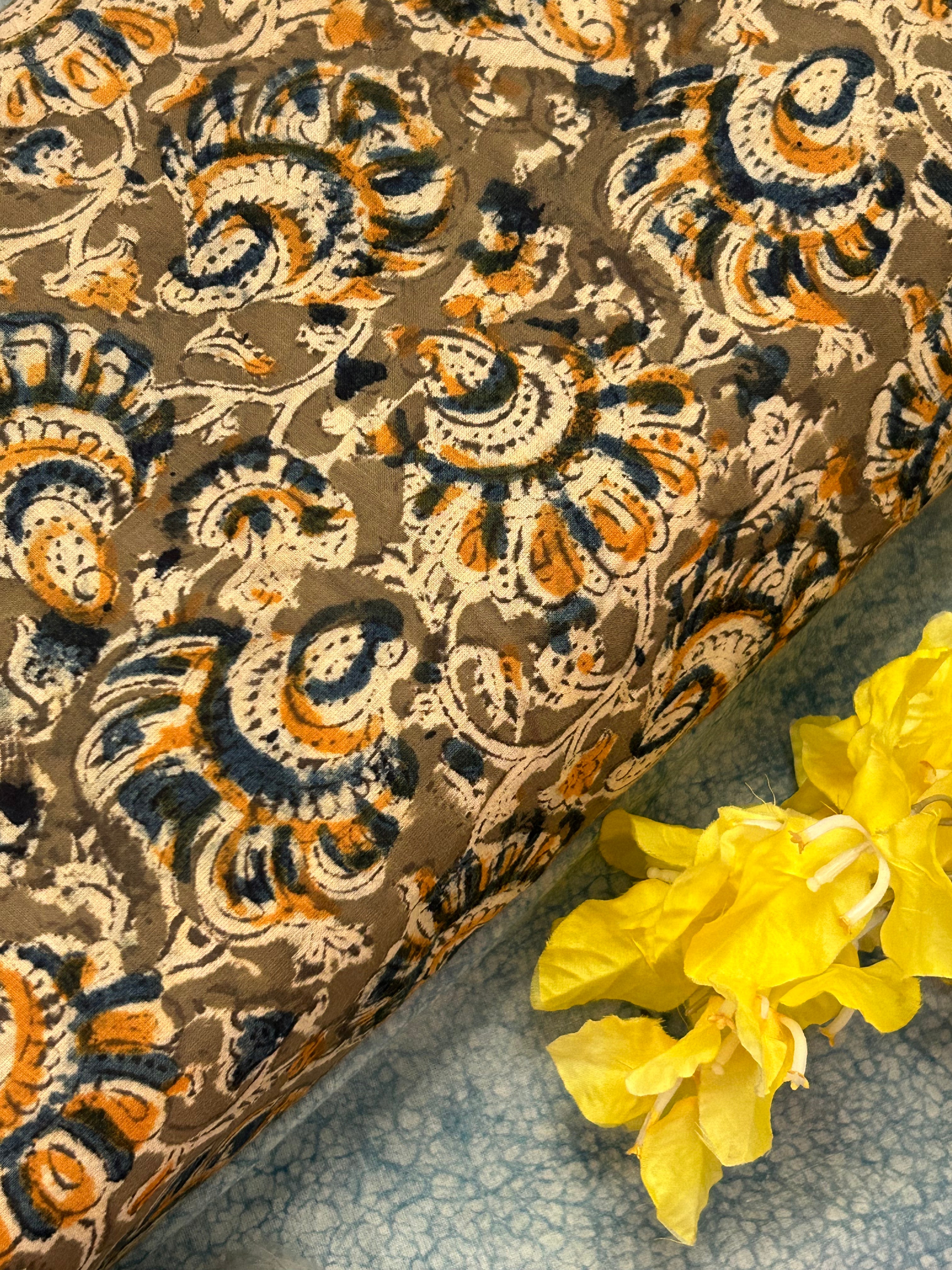 Pedana Hand Block Printed Kalamkari Natural Dyed Cotton
