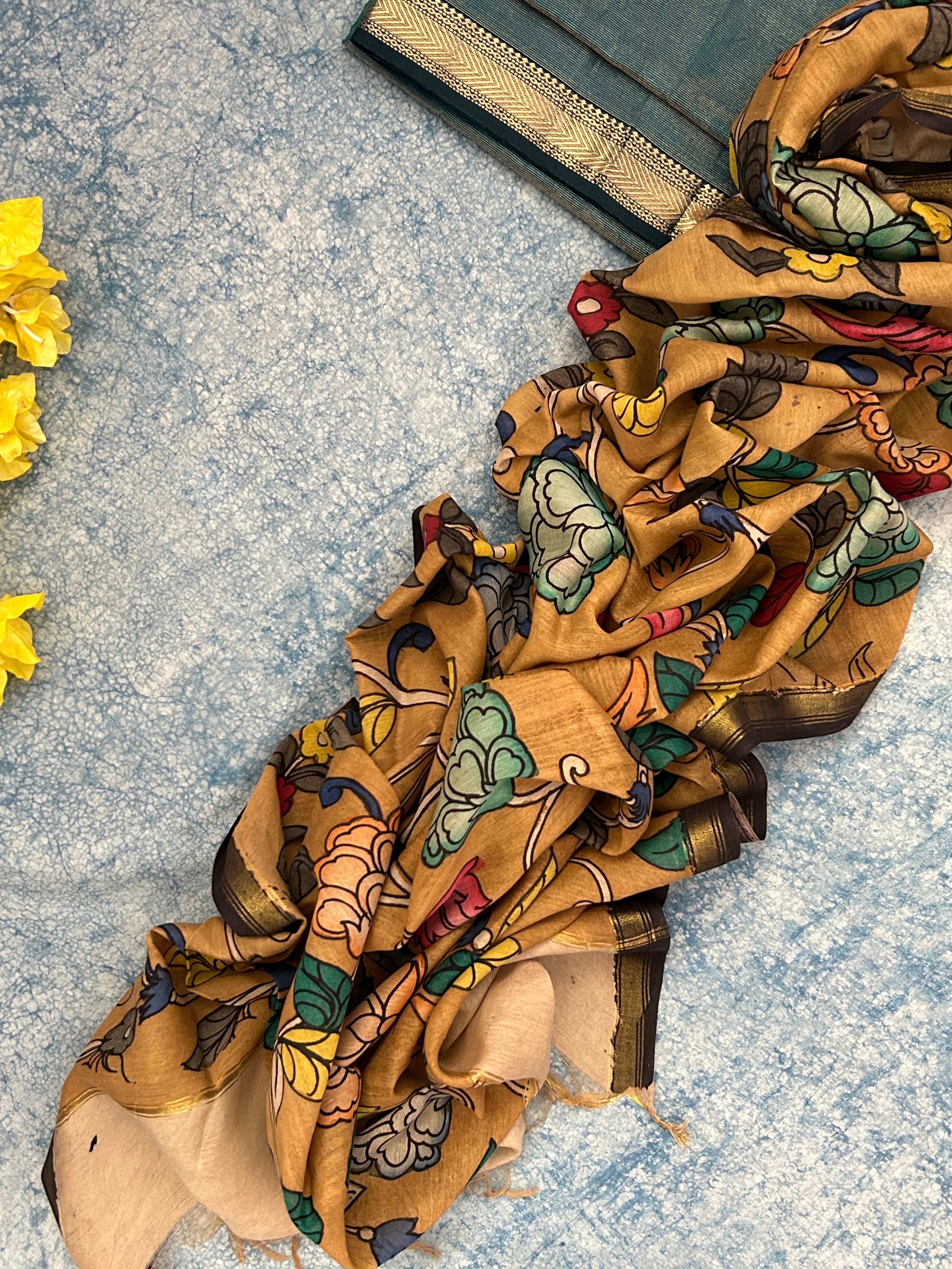 Handwoven Handcrafted Kalamkari Kurta Dupatta Set