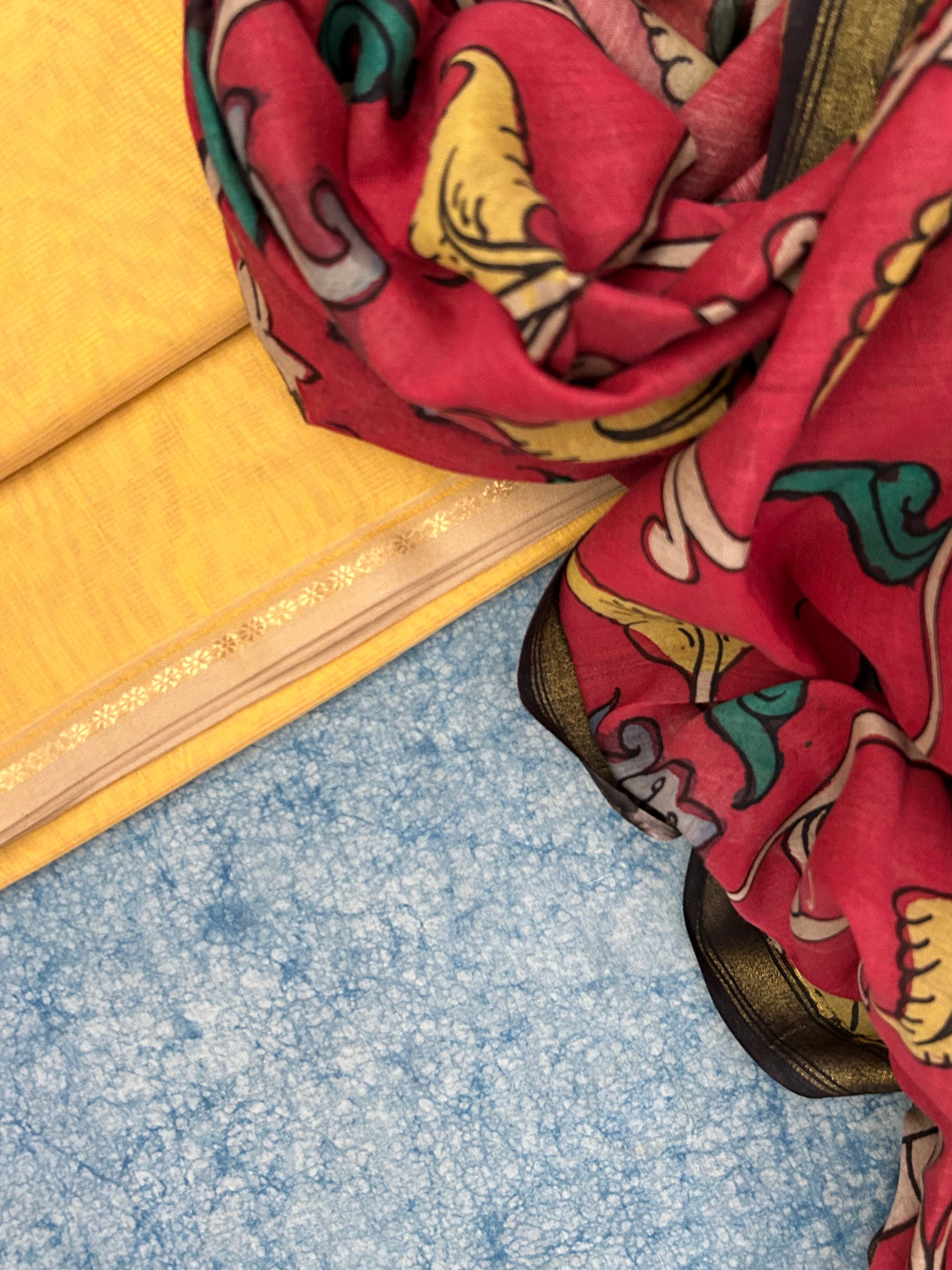 Handwoven Handcrafted Kalamkari Kurta Dupatta Set