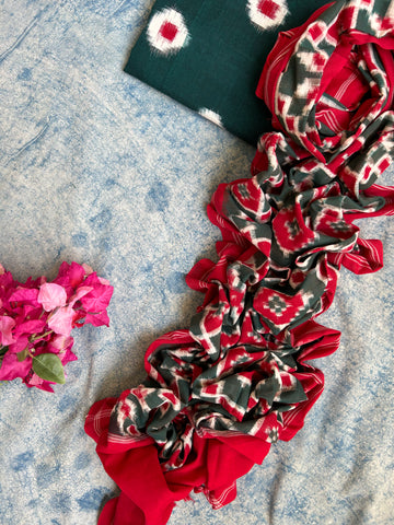 Handwoven Double Ikat Kurta Telia Dupatta Set