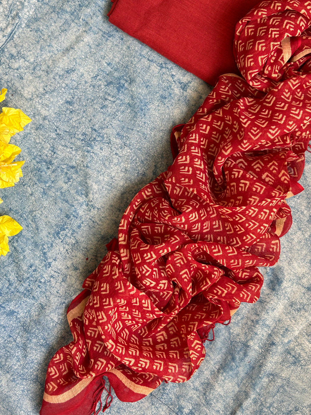 Handcrafted Linen Dupatta Only