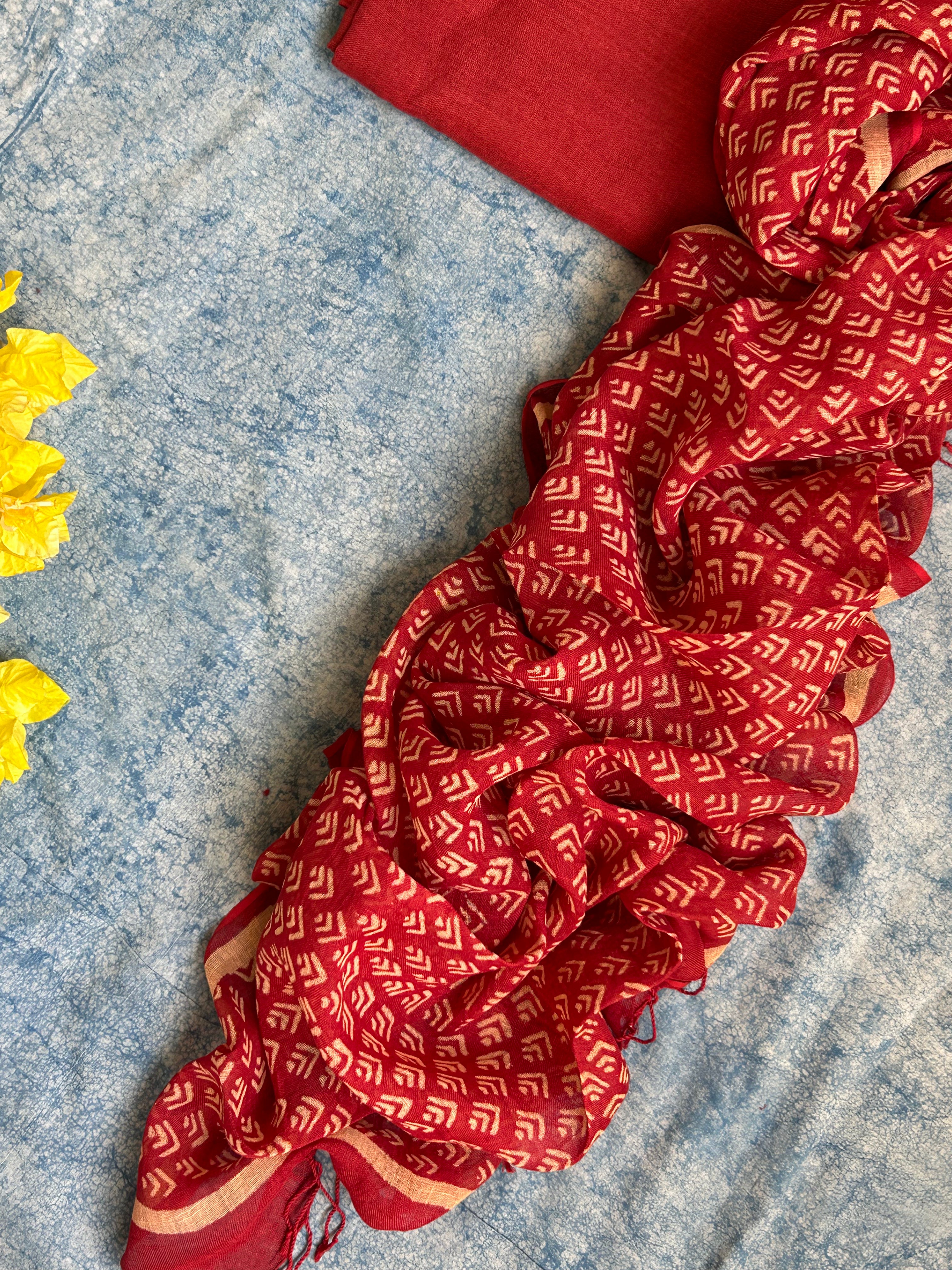 Handcrafted Linen Dupatta Only