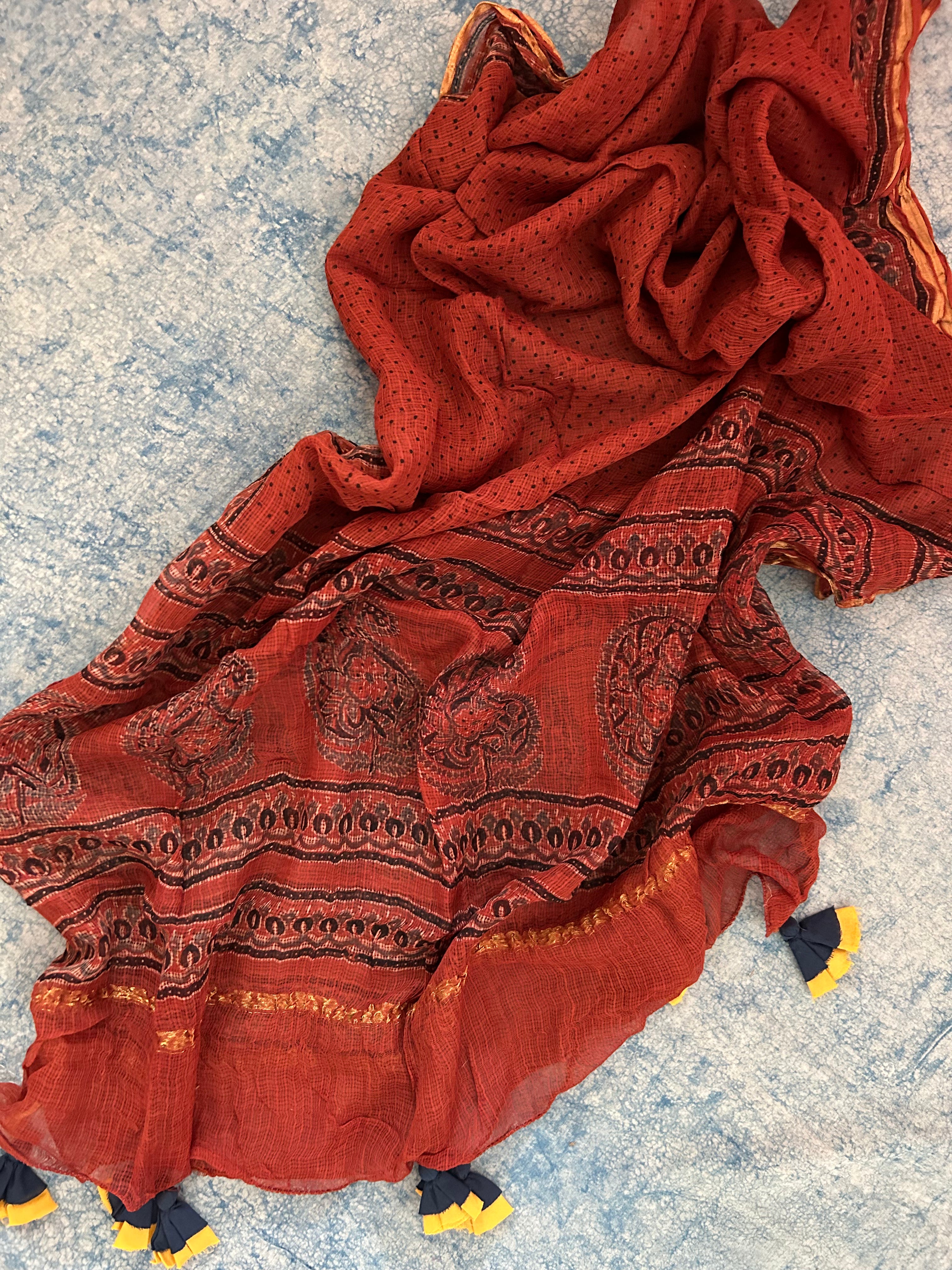 Handblock Ajrakh Kota Dupatta