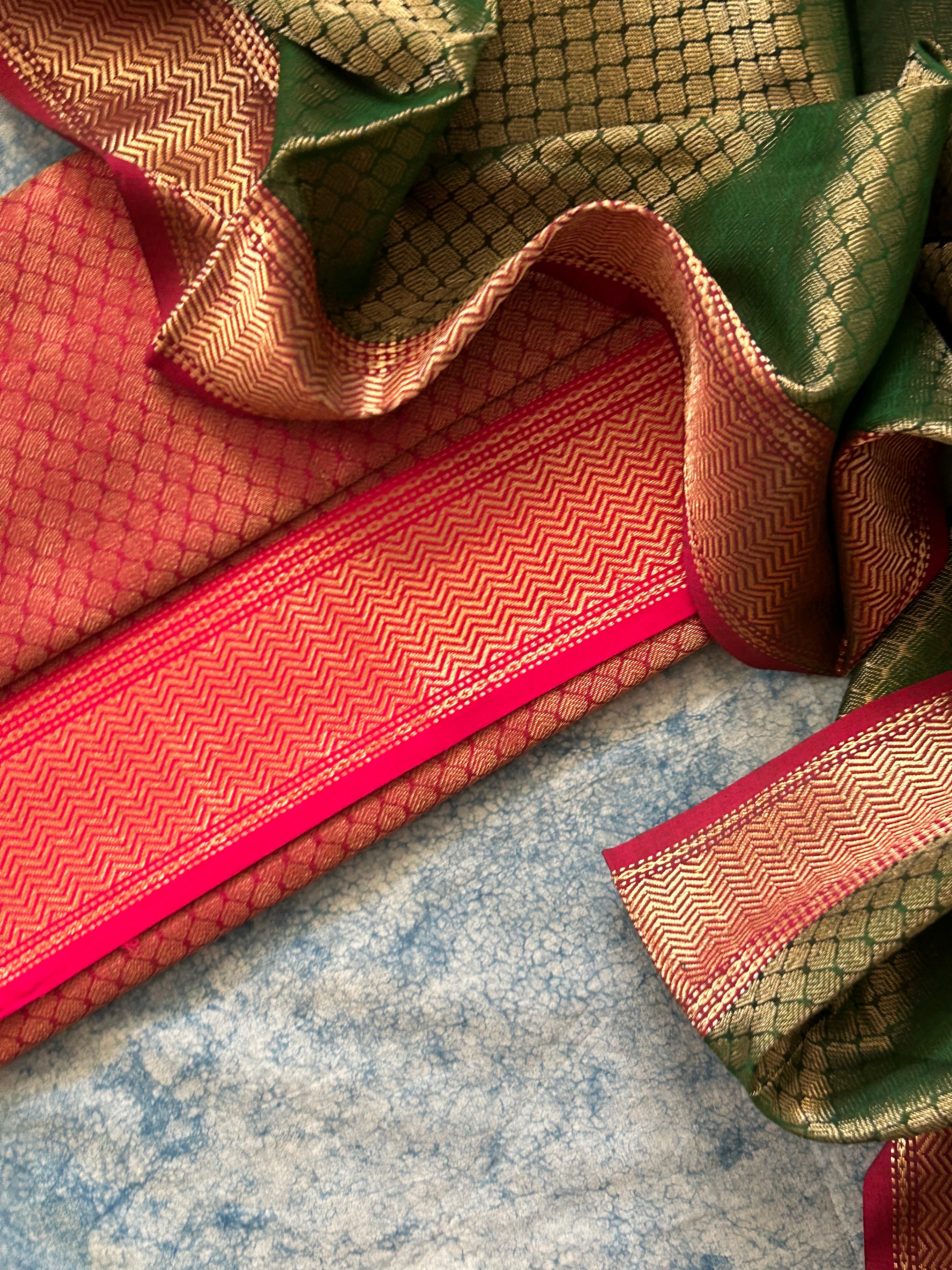Handwoven Tissue Maheshwari Kurta Dupatta Set