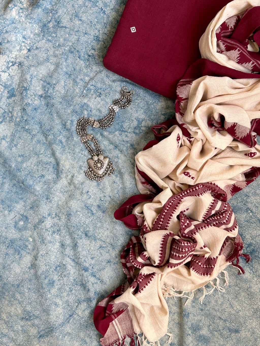 Handspun Handwoven Kotpad Kurta Dupatta Set