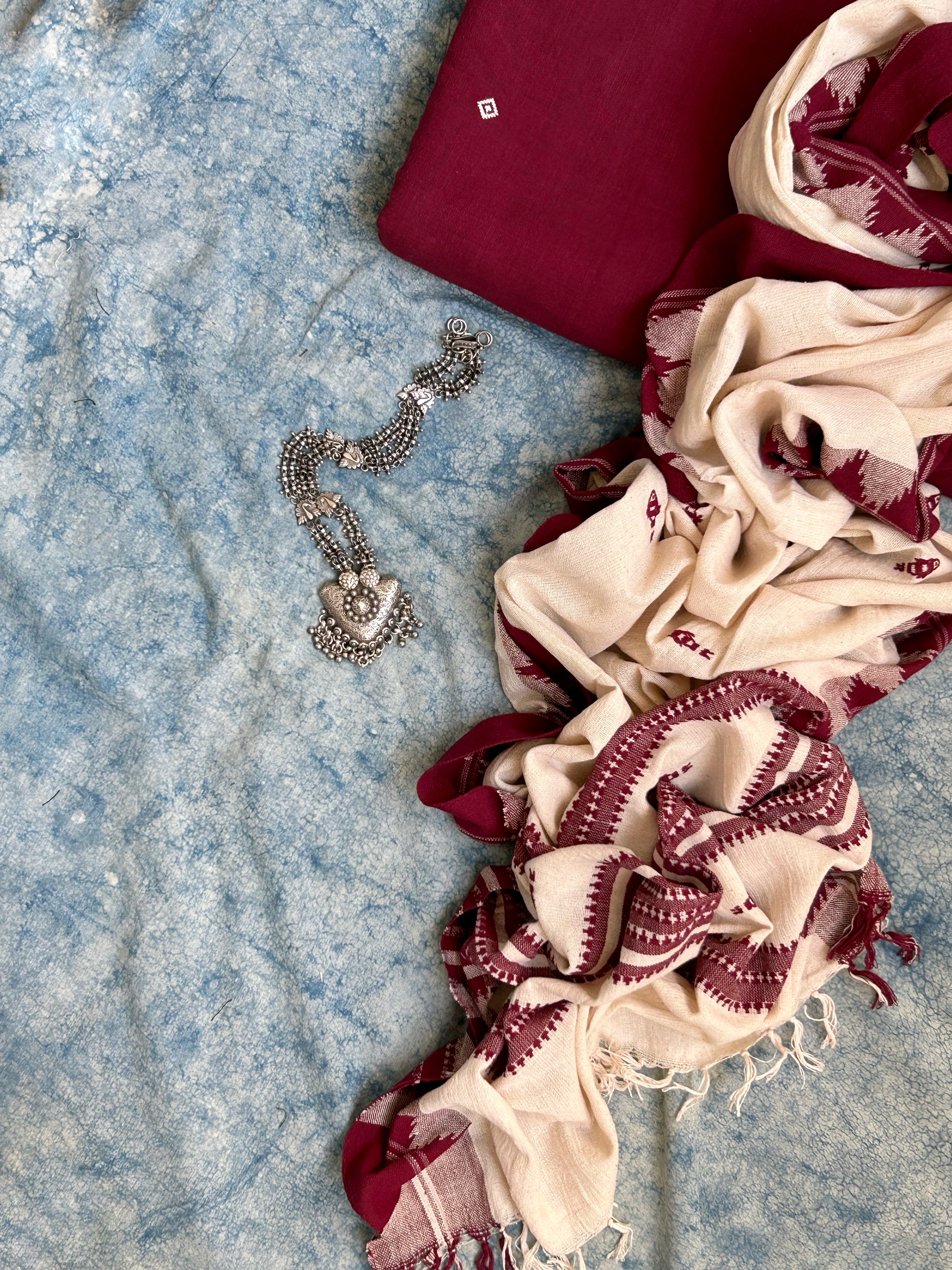 Handspun Handwoven Kotpad Kurta Dupatta Set