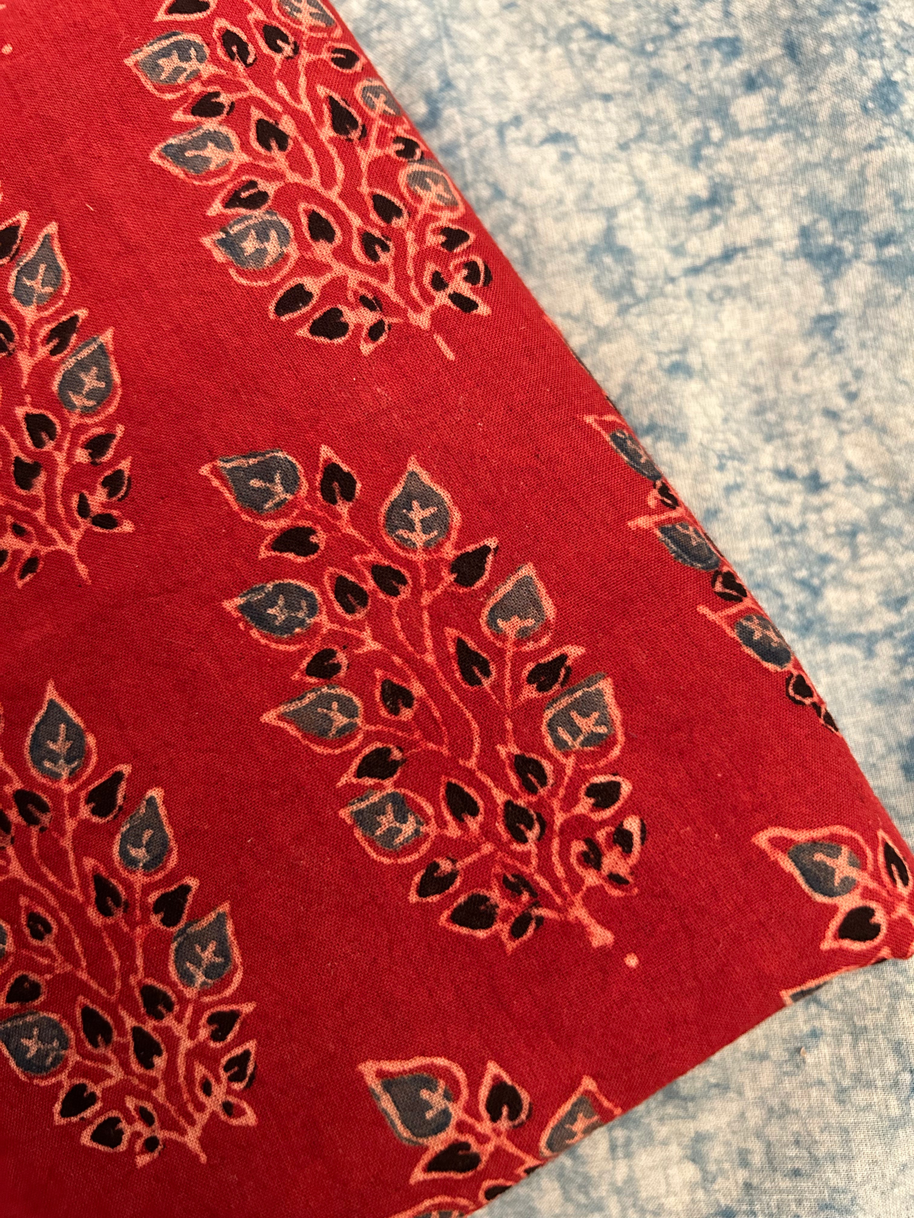 Natural Dyes Handblock Ajrakh Cotton Kurta 2.5m