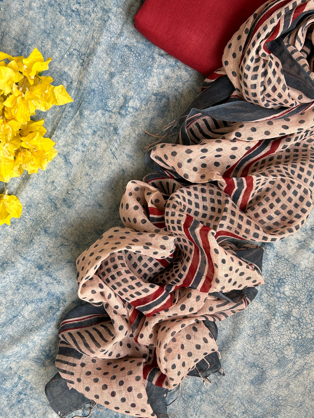Handcrafted Linen Kurta Dupatta Set