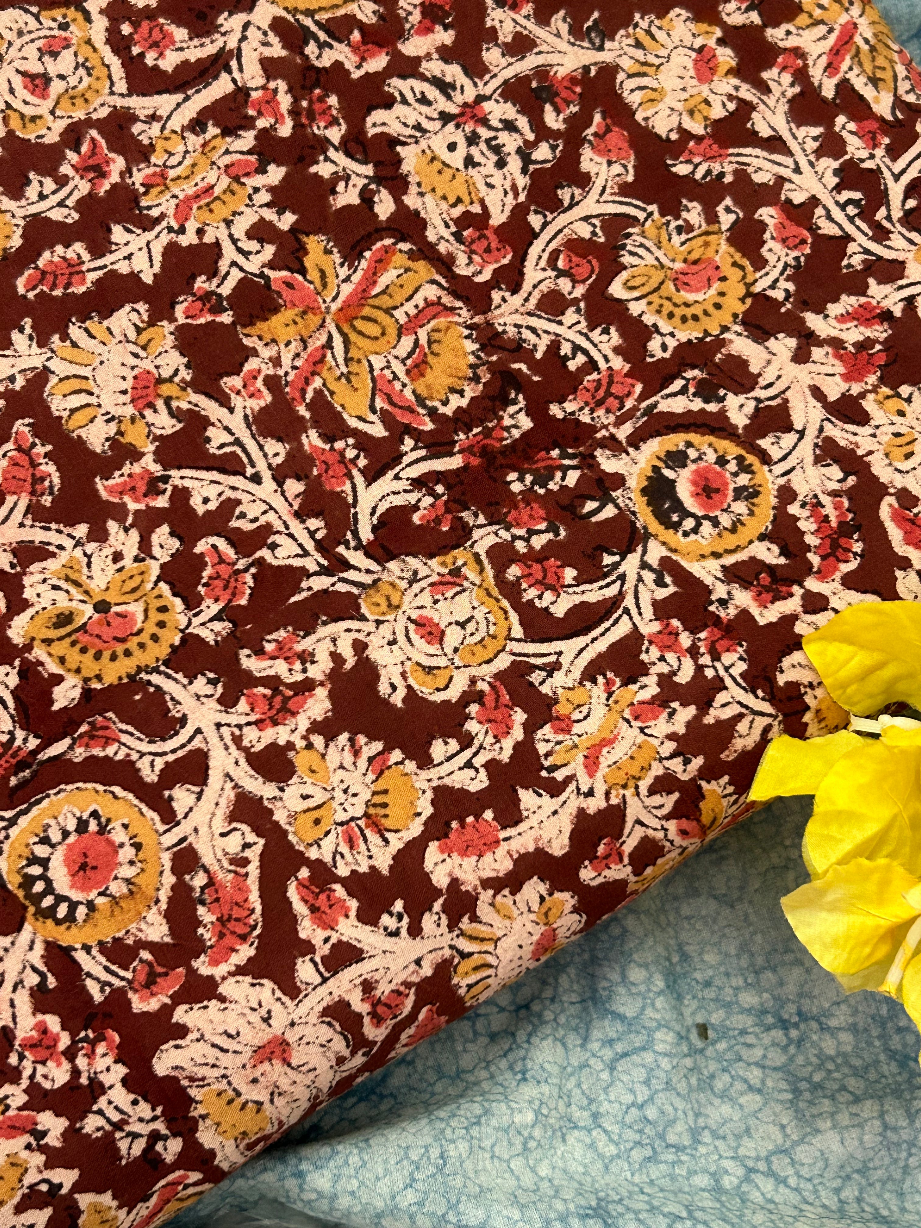 Pedana Hand Block Printed Kalamkari Natural Dyed Cotton