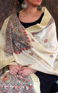 Madhubani Handpainted Cotton Silk Dupatta