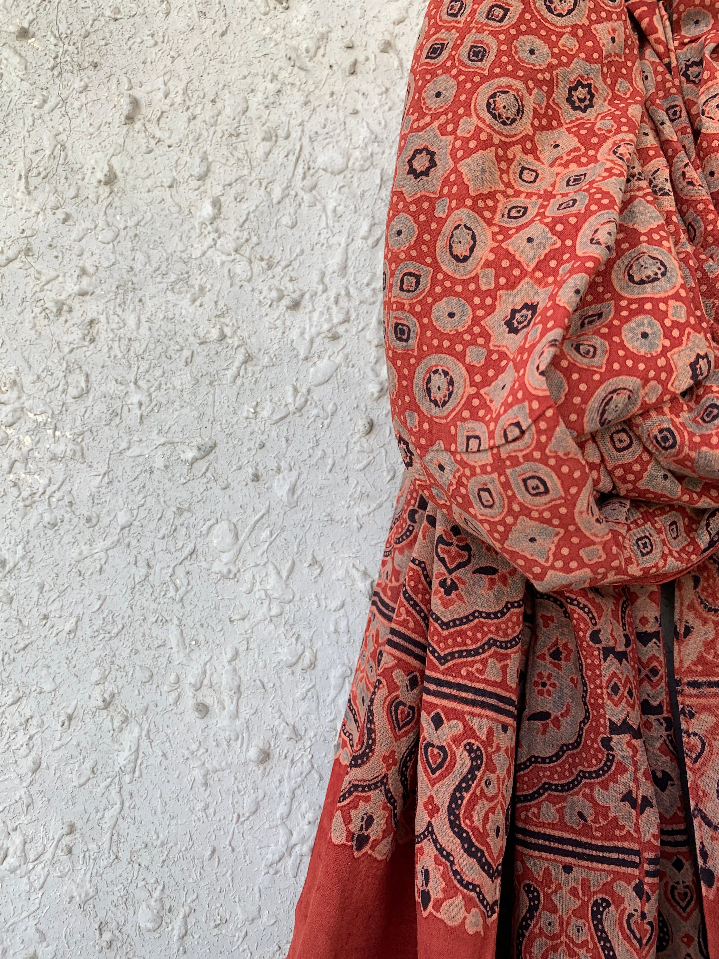 Handblock Ajrakh Dupatta